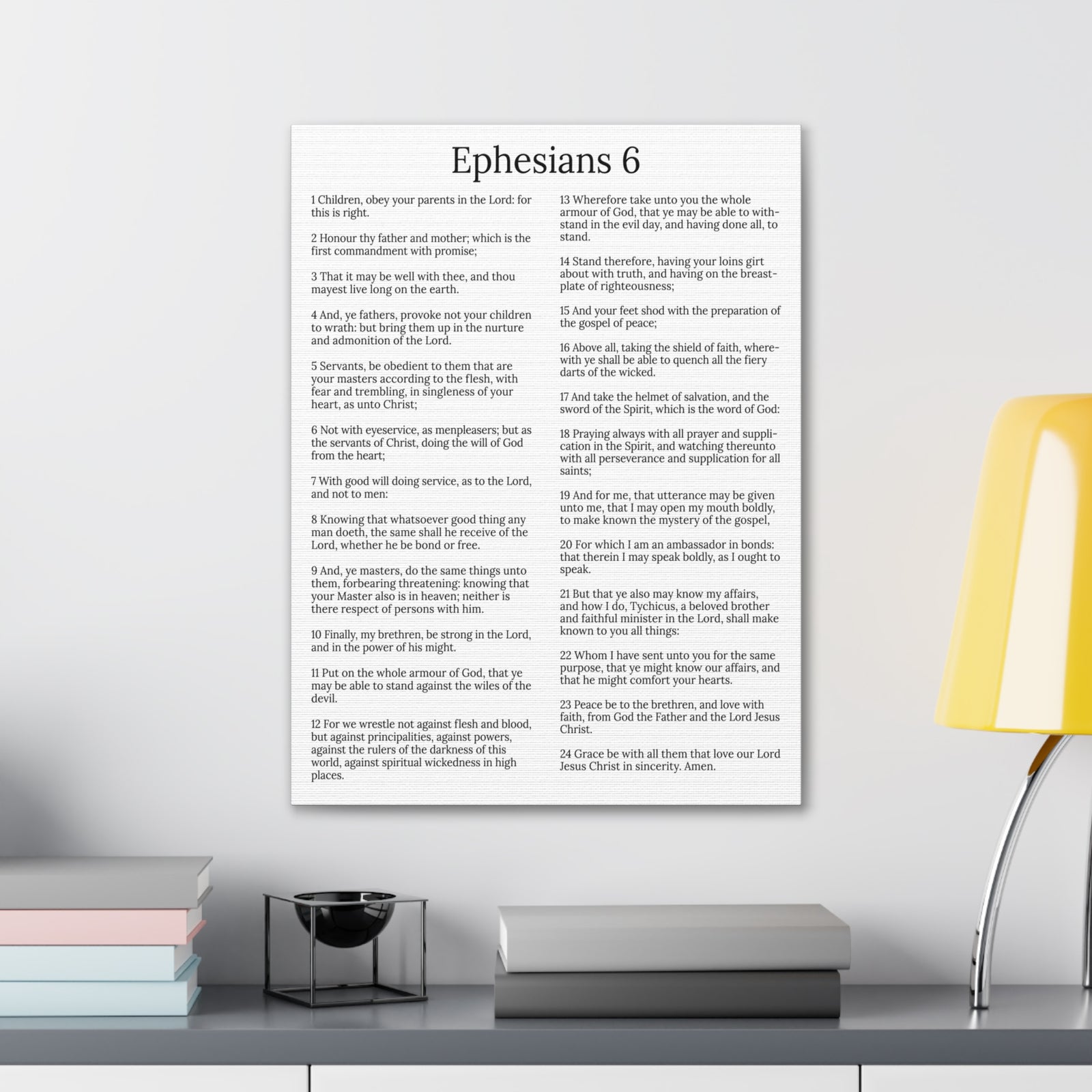 Scripture Walls Protection of the Believer Ephesians 6 Chapter White Christian Wall Art Print Ready to Hang Unframed-Express Your Love Gifts