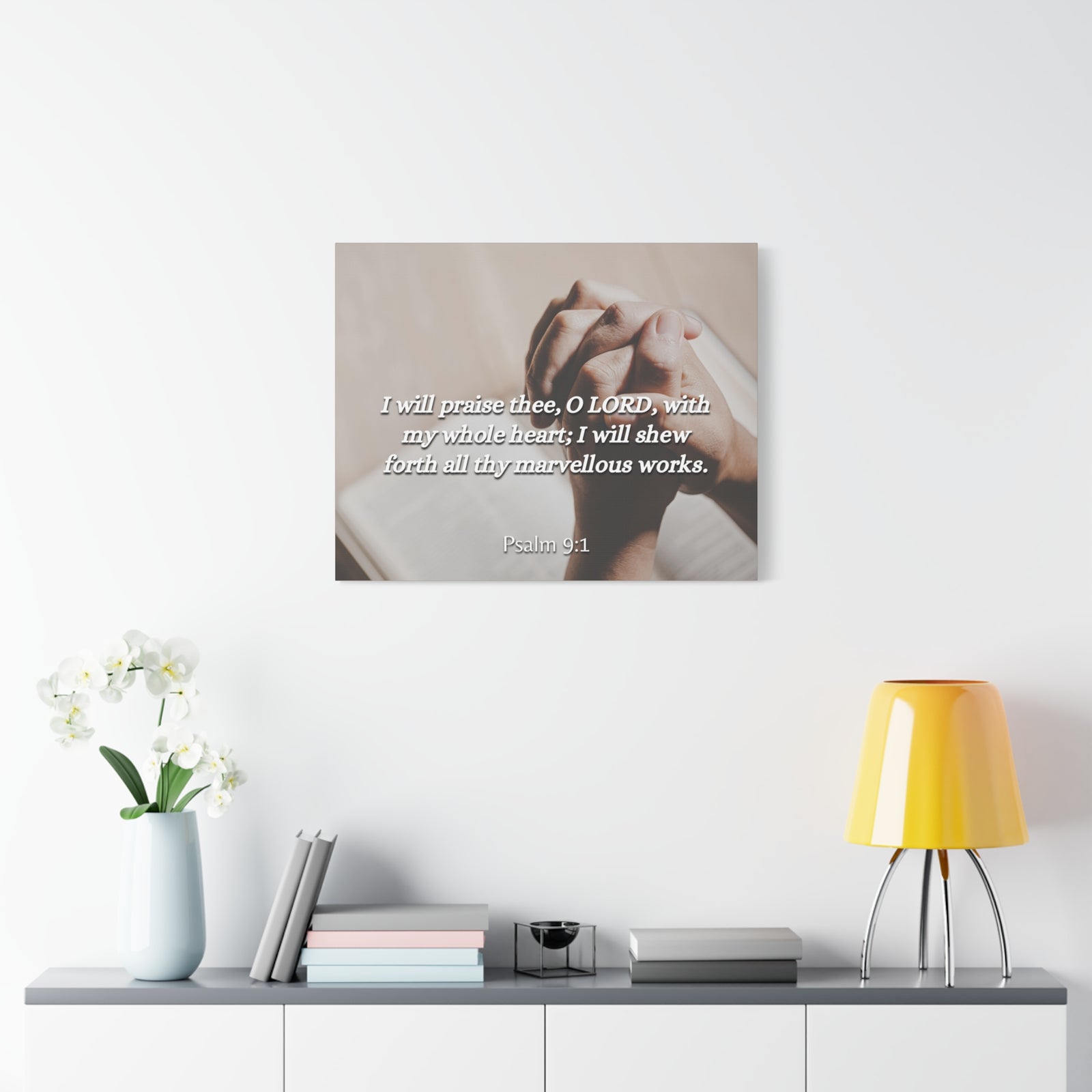Scripture Canvas Marvelous Works Psalms 9:1 Christian Wall Art Bible Verse Print Ready to Hang-Express Your Love Gifts