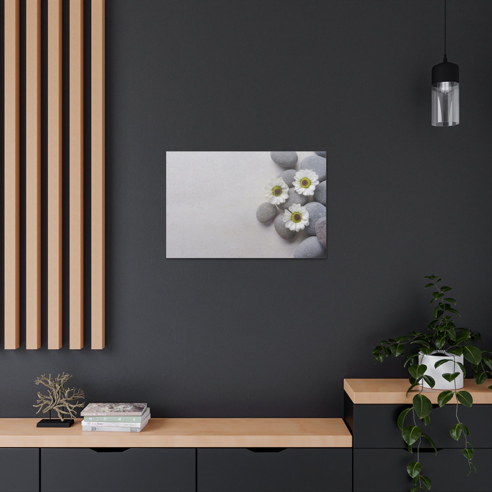 Three White Flower Forest Floral Nature Photography Canvas Wall Art for Home Decor Ready-to-Hang-Express Your Love Gifts