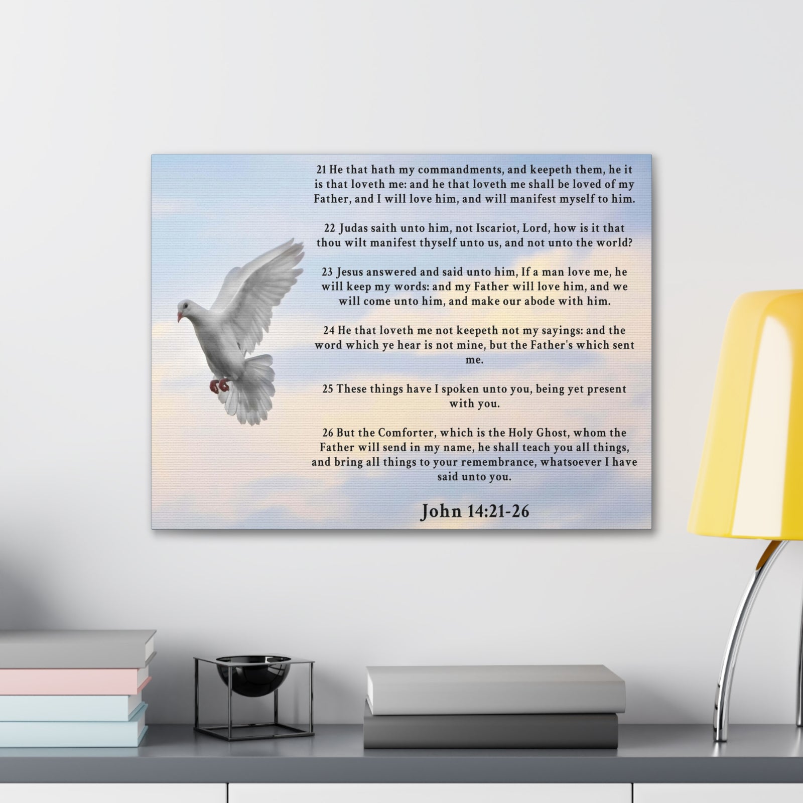 Scripture Walls John 14:21-26 KJV Bible Verse Canvas Christian Wall Art Ready to Hang Unframed-Express Your Love Gifts