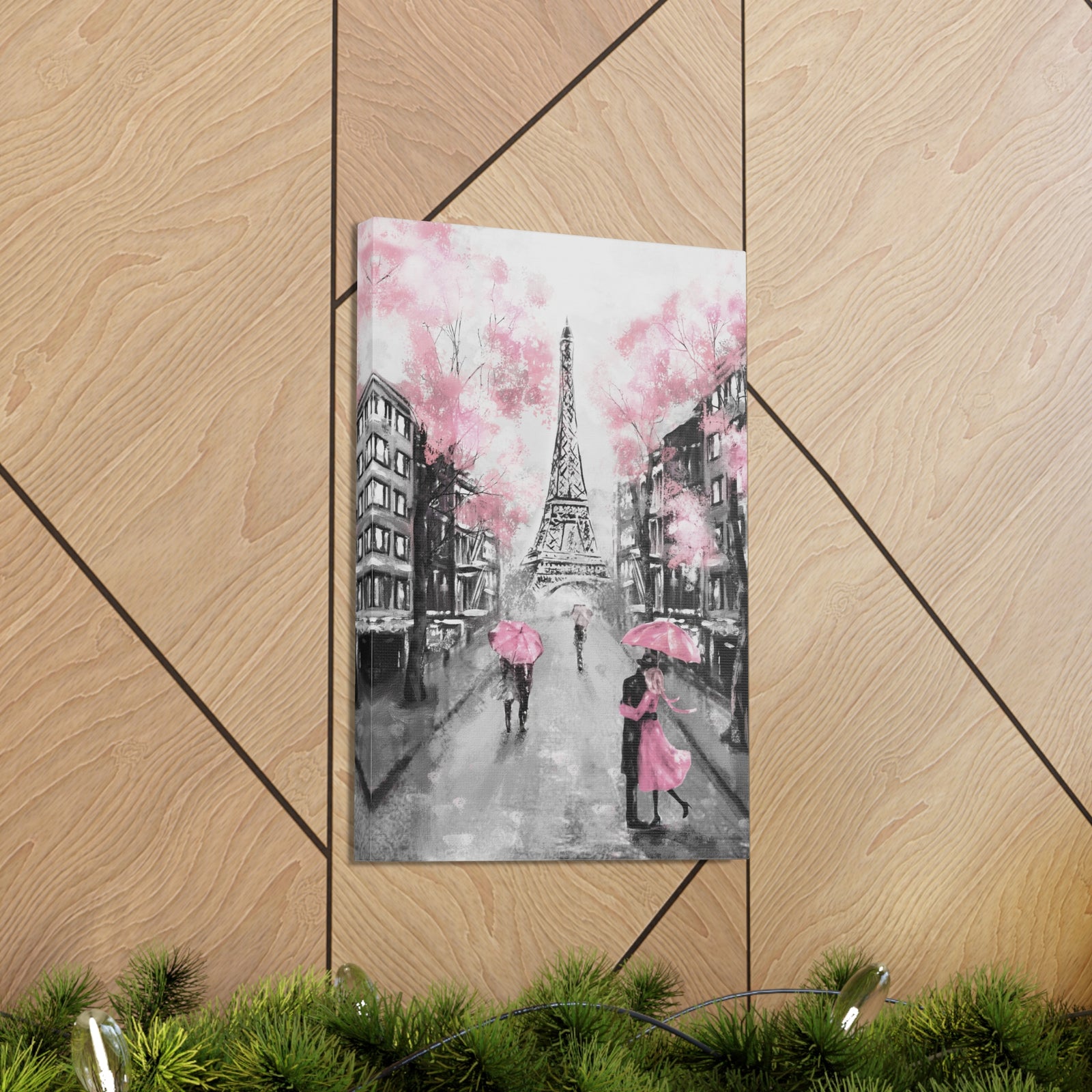 Kiss In Paris Eiffel Tower France Canvas Artwork High-Quality Breathtaking French City for Home Decor Ready to Hang-Express Your Love Gifts