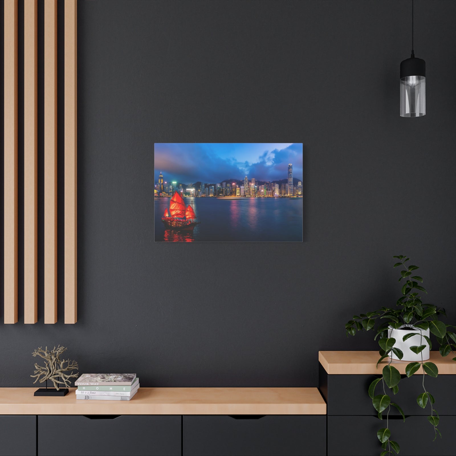 Hong Kong Night Skyline Canvas Artwork High-Quality Breathtaking Stunning Cityscape for Home Decor Ready to Hang-Express Your Love Gifts