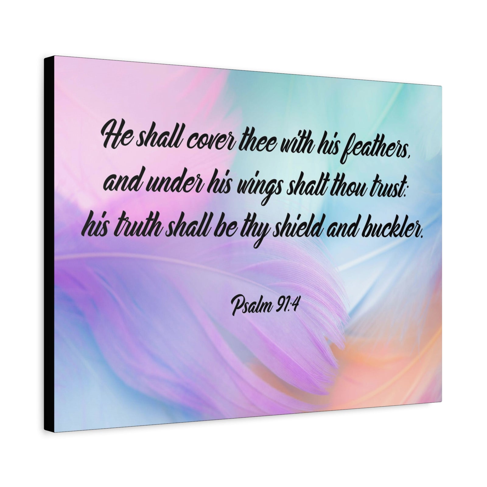 Scripture Canvas Under His Wings Psalm 91:4 Christian Wall Art Bible Verse Print Ready to Hang-Express Your Love Gifts
