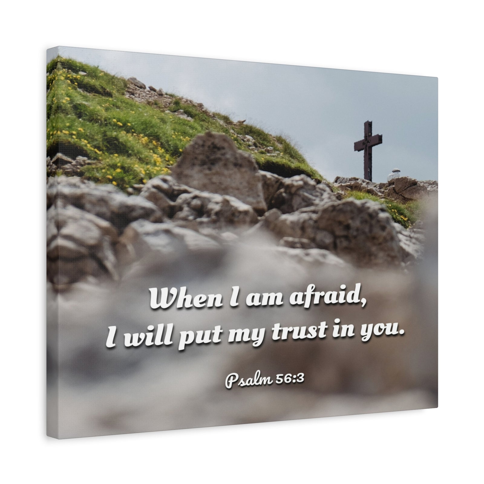 Scripture Canvas Trust In Thee Psalms 56:3 Christian Wall Art Bible Verse Print Ready to Hang-Express Your Love Gifts
