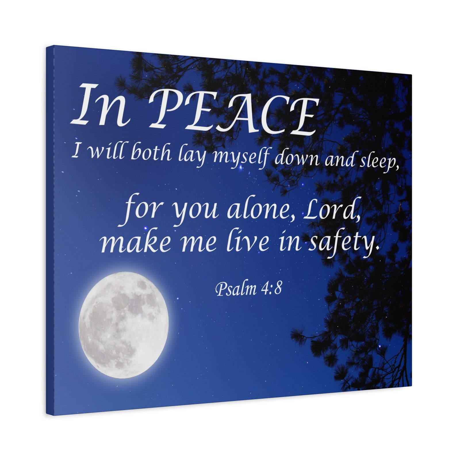 Bible Verse Canvas In Peace Psalm 4:8 Christian Home Decor Scripture Art-Express Your Love Gifts
