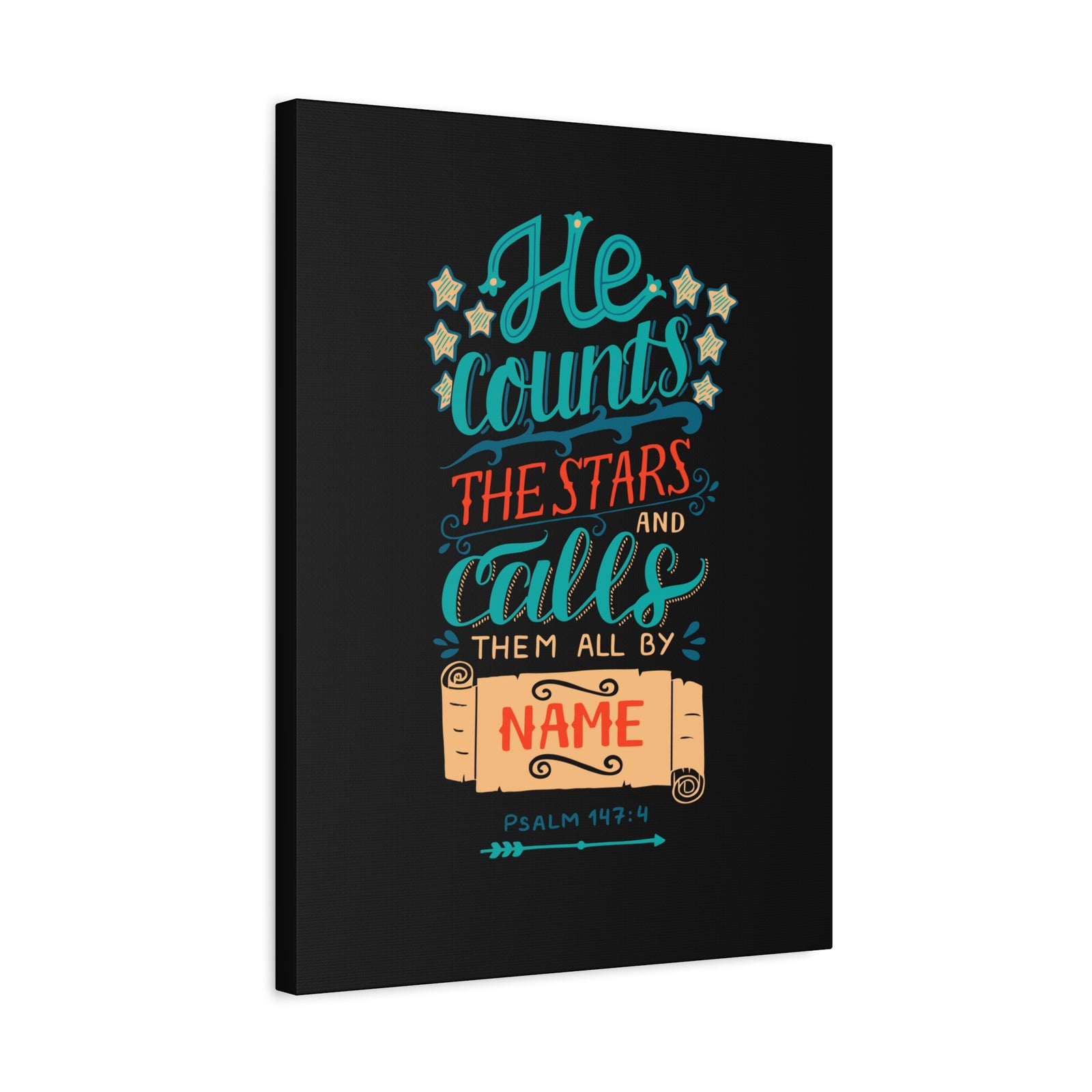 Scripture Canvas He Counts The Stars Psalm 147:4 Christian Wall Art Bible Verse Print Ready to Hang-Express Your Love Gifts