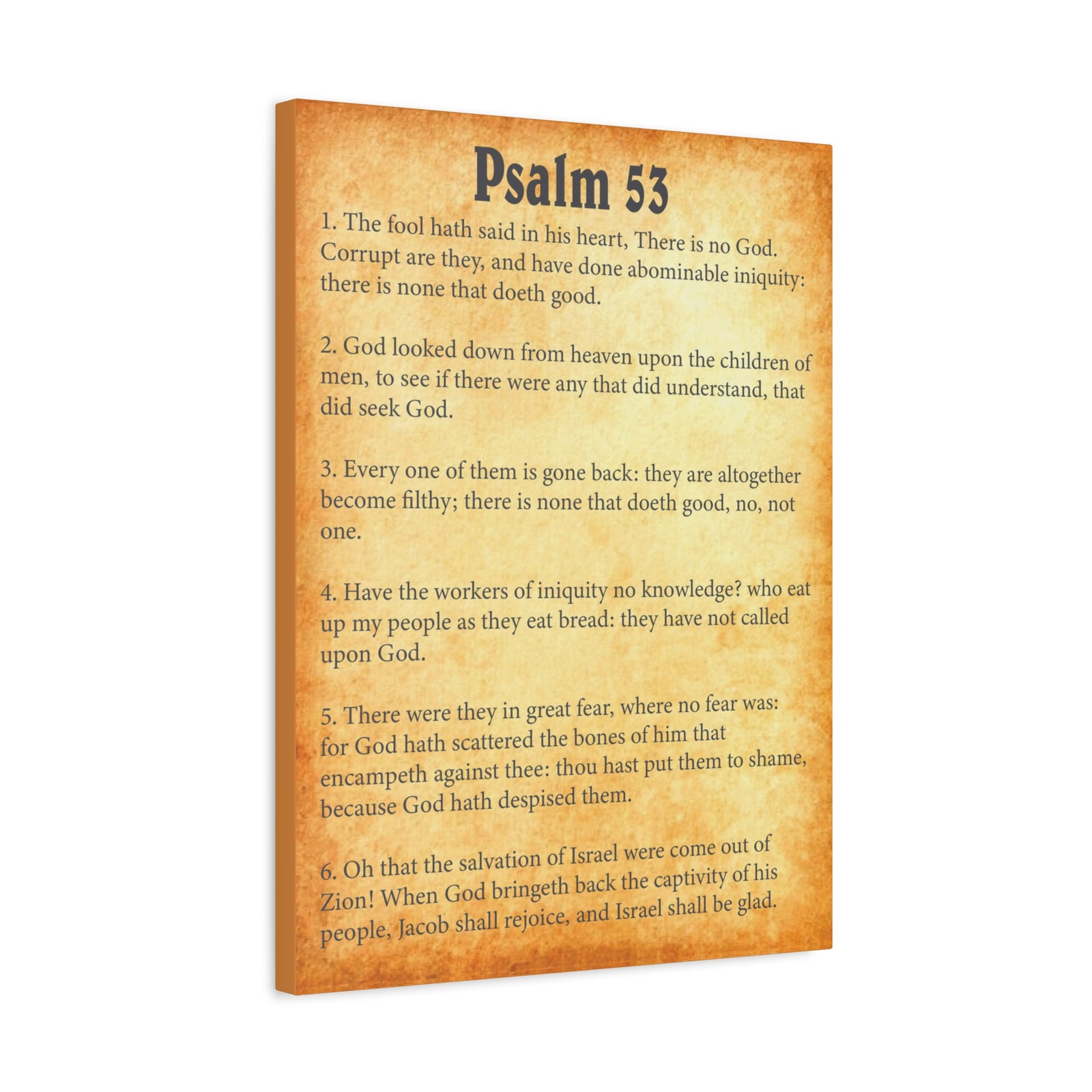 Scripture Walls Psalm 53 Gold Bible Chapter Canvas Christian Wall Art Ready to Hang-Express Your Love Gifts