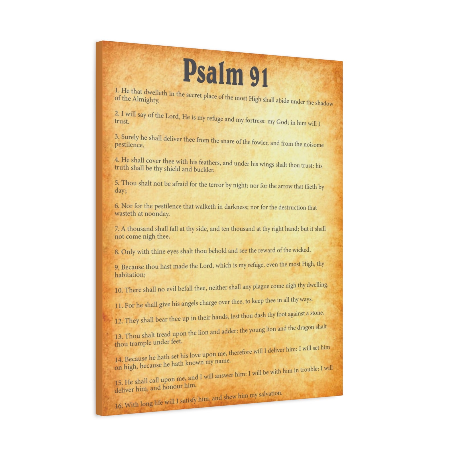 Scripture Walls Psalm 91 Gold Bible Chapter Canvas Christian Wall Art Ready to Hang-Express Your Love Gifts