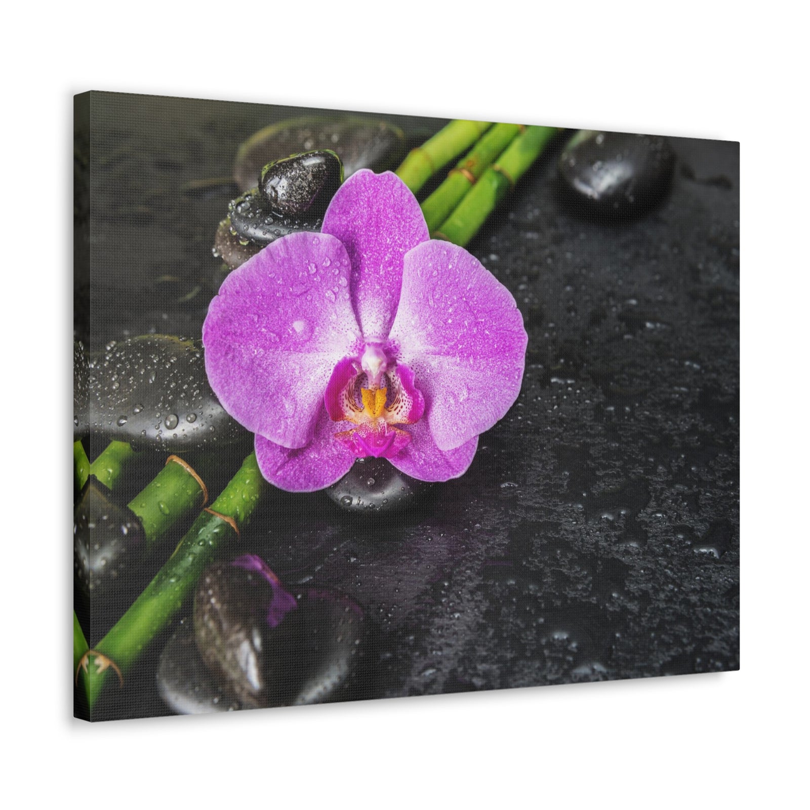 Pink Orchid and Stone Forest Floral Nature Photography Canvas Wall Art for Home Decor Ready-to-Hang-Express Your Love Gifts