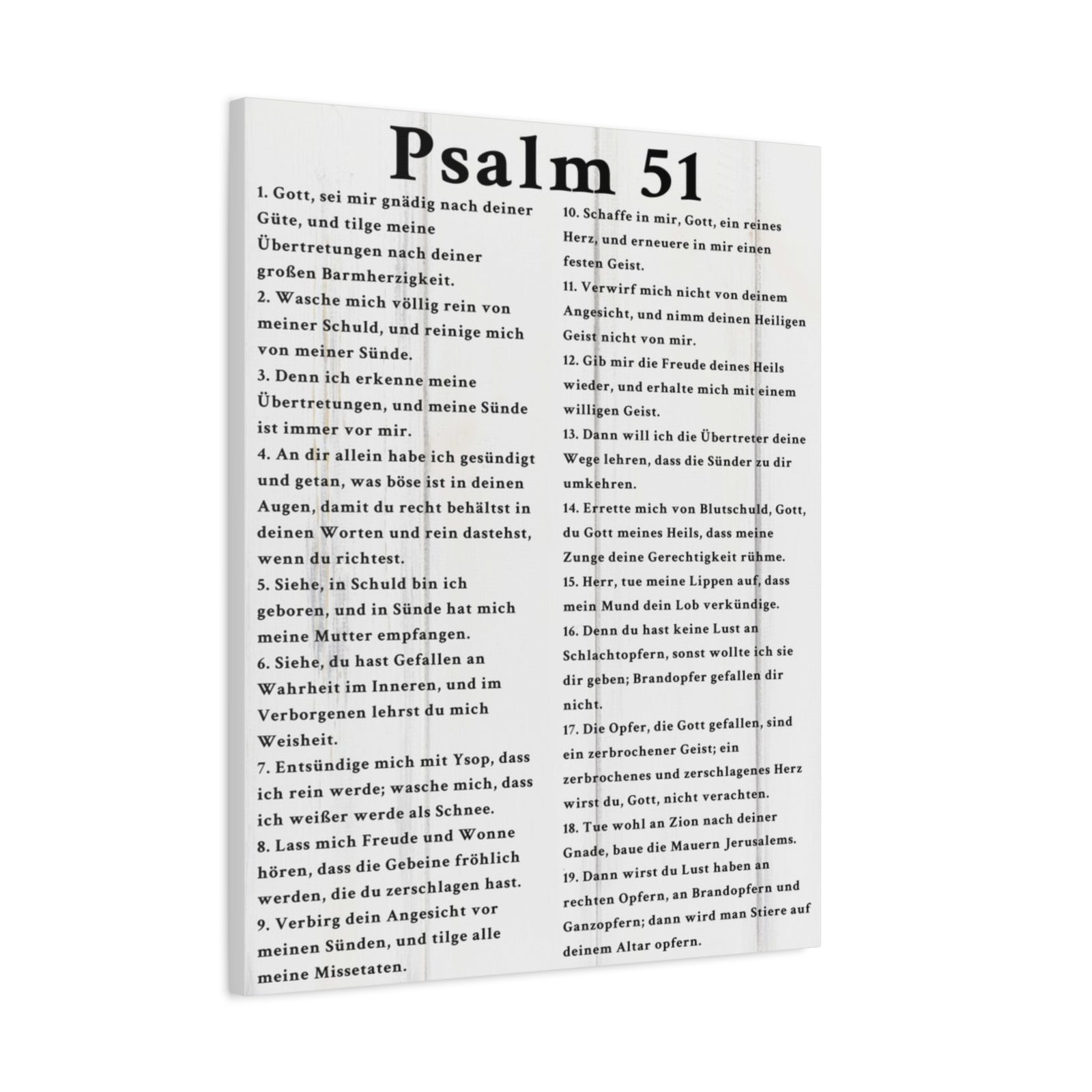 Scripture Walls Psalm 51 German White Bible Verse Canvas Christian Wall Art Ready to Hang Unframed-Express Your Love Gifts