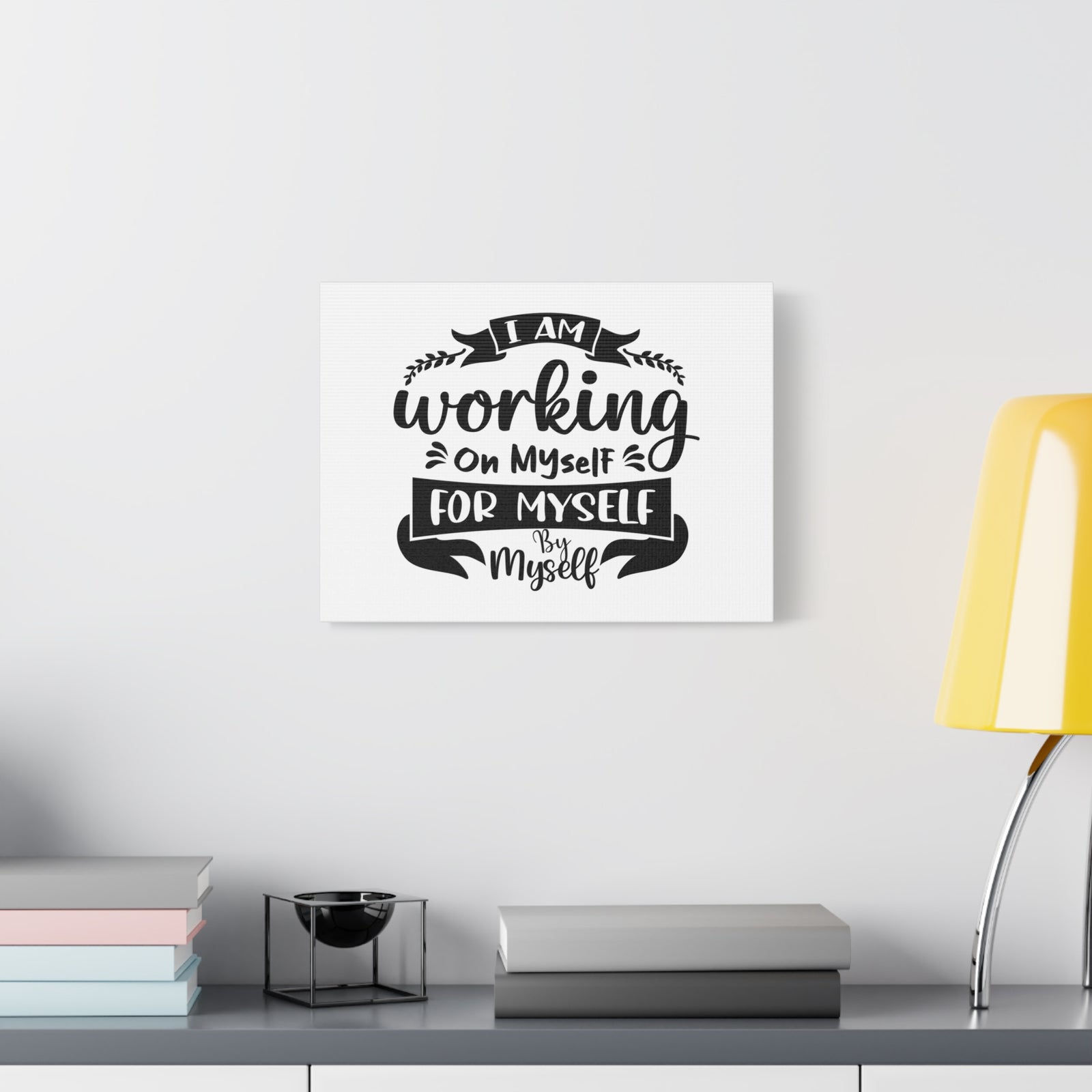 Inspirational Quote Canvas Working On Myself Wall Art Motivational Motto Inspiring Prints Artwork Decor Ready to Hang-Express Your Love Gifts