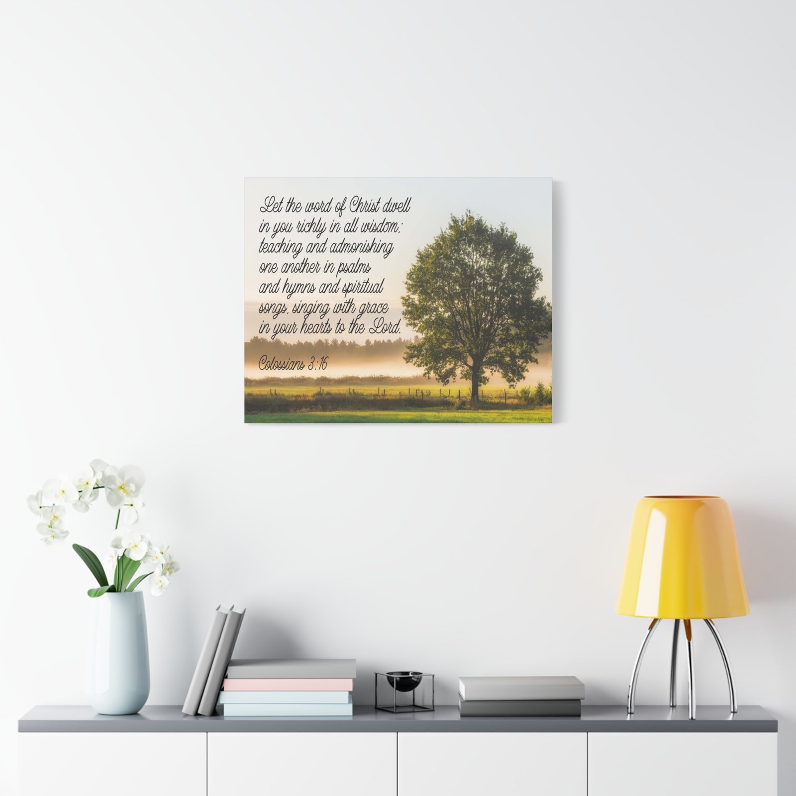 Scripture Canvas Psalms, Hymns and Spiritual Songs Colossians 3:16 Christian Wall Art Bible Verse Print Ready to Hang-Express Your Love Gifts