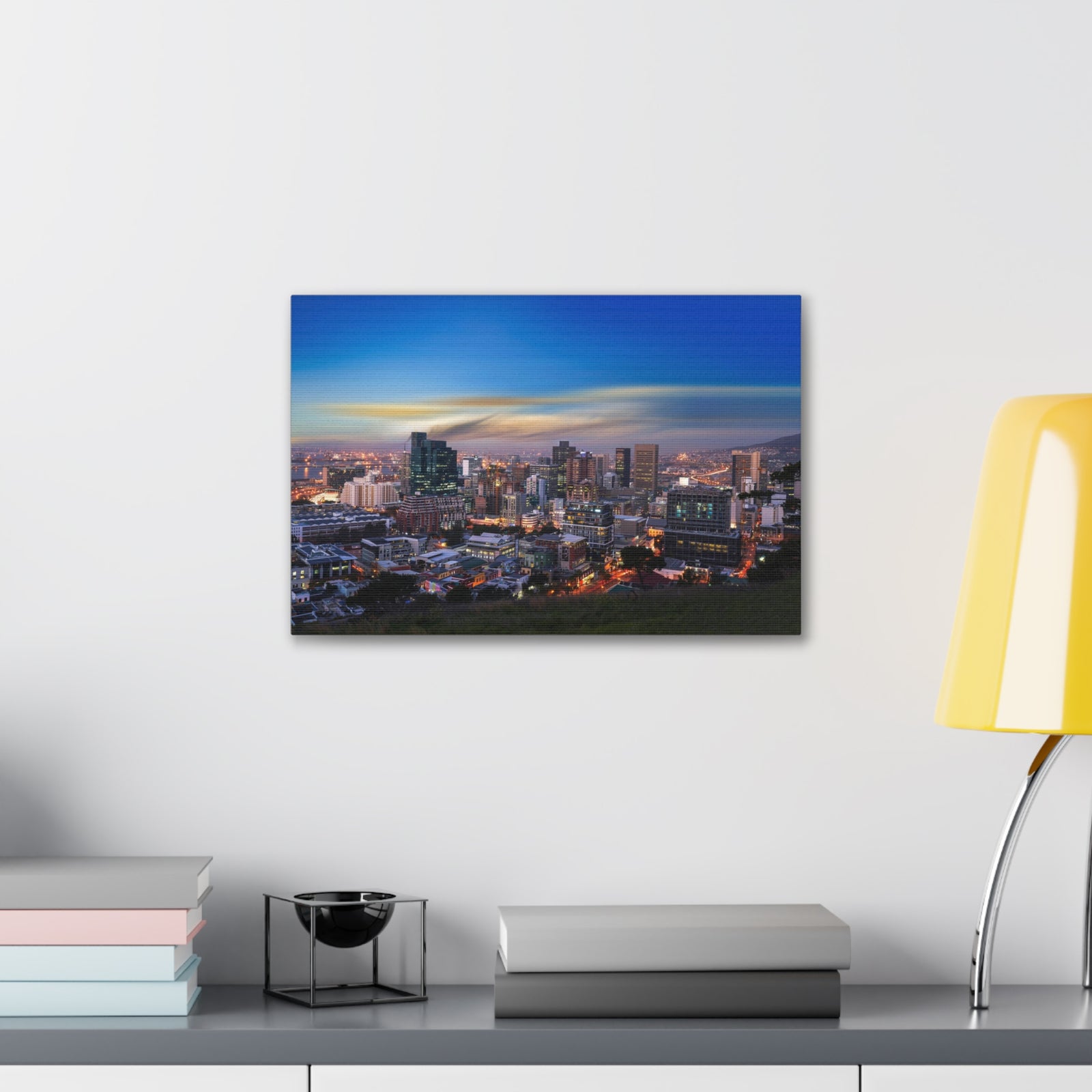 Cape Town Night Skyline Canvas Artwork High-Quality Breathtaking Stunning Cityscape for Home Decor Ready to Hang-Express Your Love Gifts