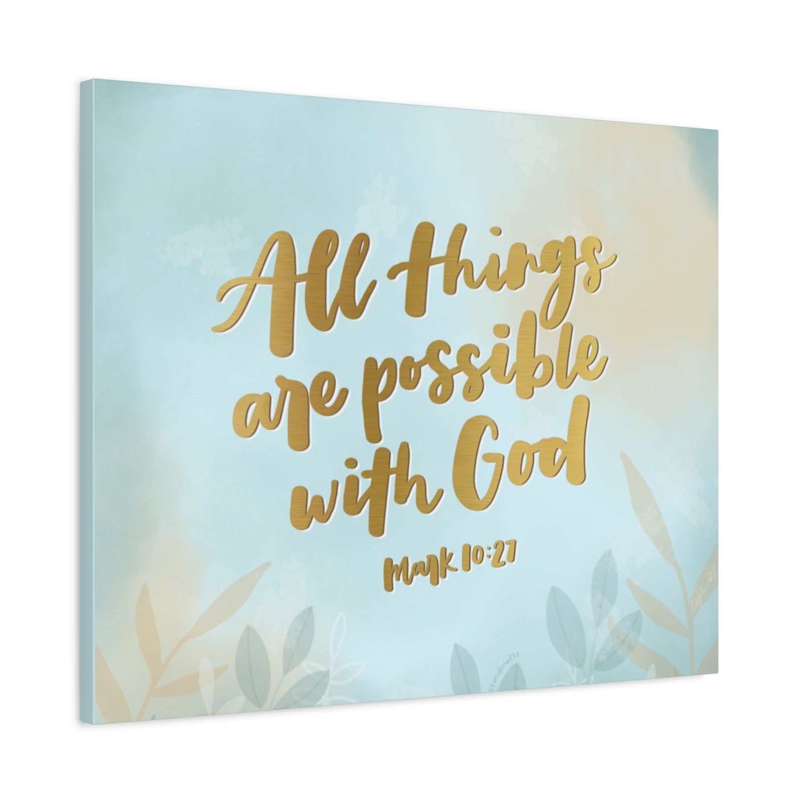 Scripture Canvas Possible With God Mark 10:27 Christian Wall Art Bible Verse Print Ready to Hang