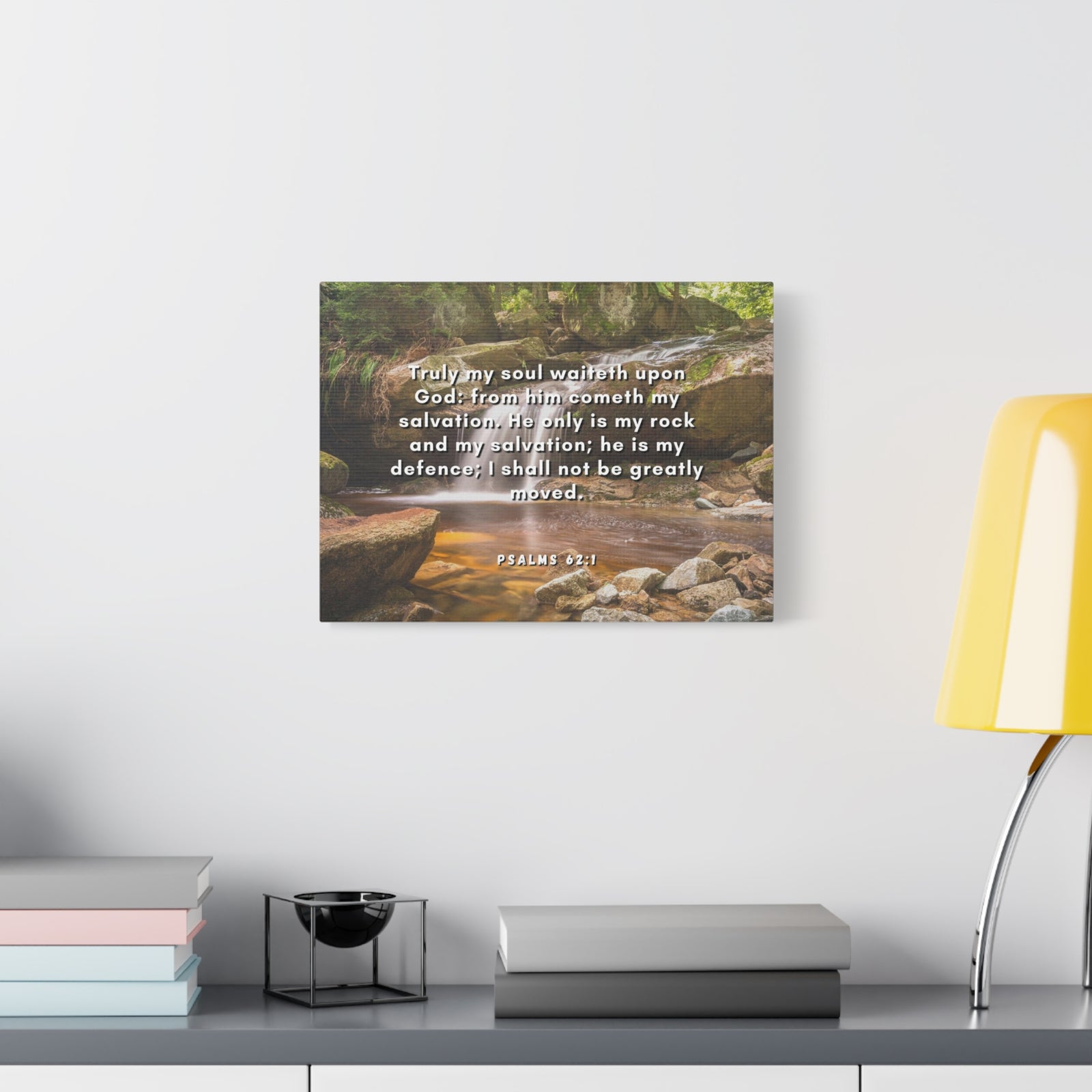 Scripture Canvas My Salvation Psalm 62:1 Christian Wall Art Bible Verse Print Ready to Hang-Express Your Love Gifts