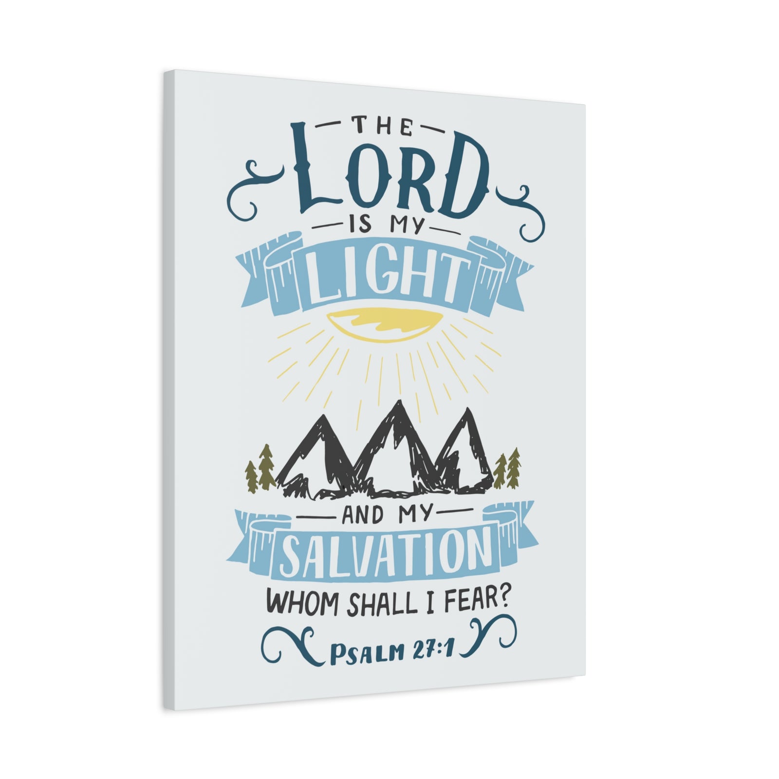 Scripture Canvas The Lord Is My Light Psalm 27:1 Christian Wall Art Bible Verse Print Ready to Hang-Express Your Love Gifts