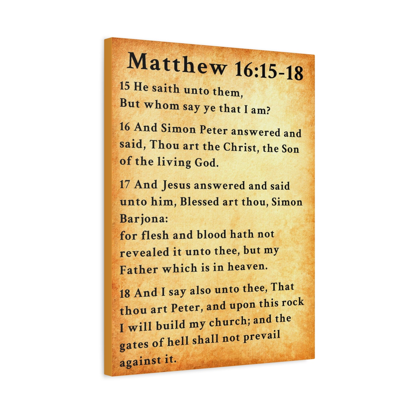 Scripture Walls Matthew 16:15-18 KJV Bible Verse Canvas Christian Wall Art Ready to Hang Unframed-Express Your Love Gifts