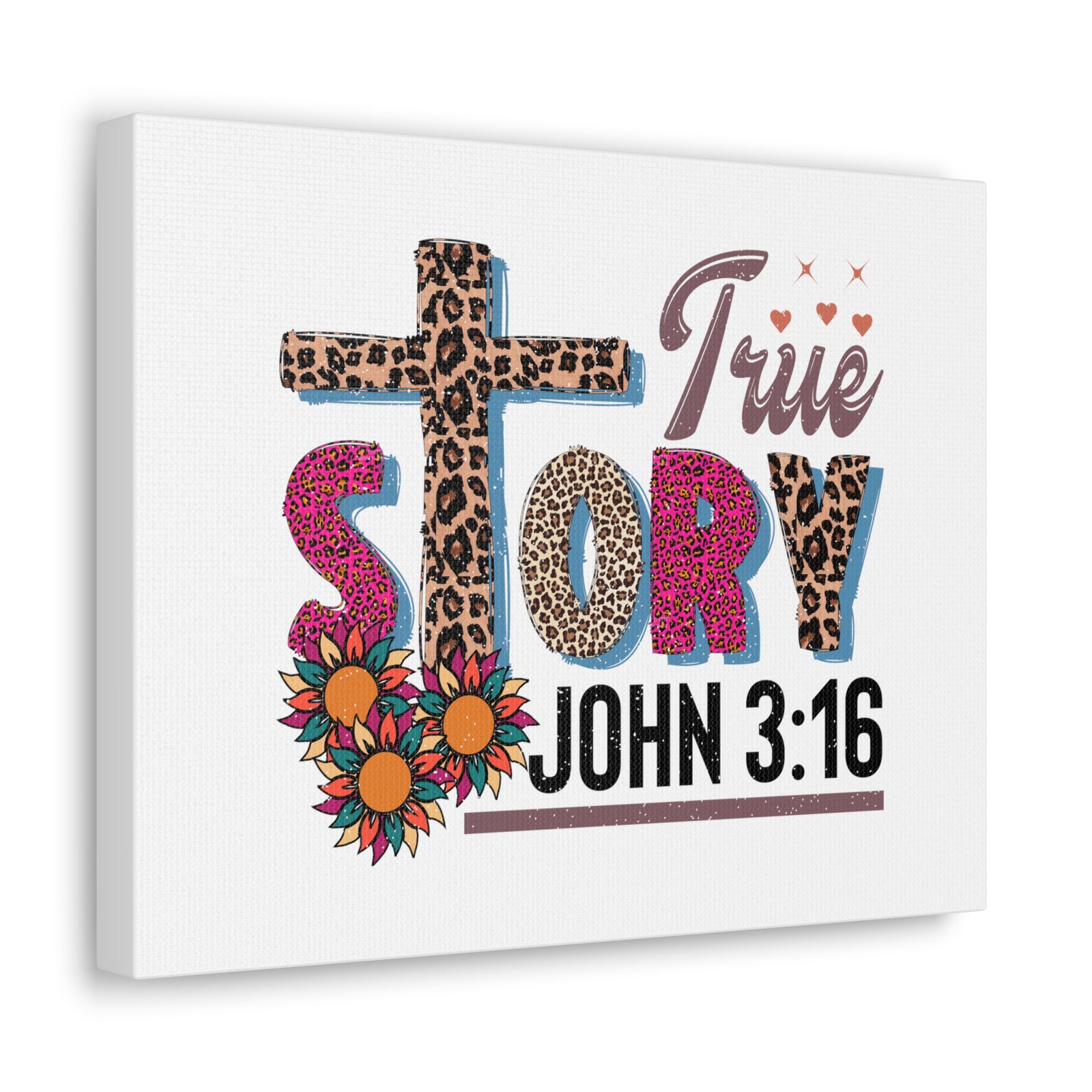 Scripture Walls John 3:16 True Story Bible Verse Canvas Christian Wall Art Ready to Hang Unframed-Express Your Love Gifts