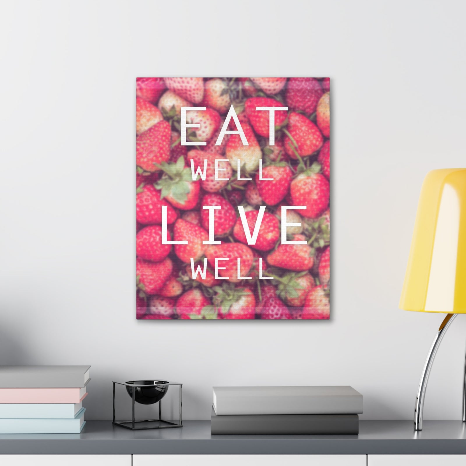 Inspirational Quote Canvas Eat Well Live Well Motivational Print Ready to Hang Artwork-Express Your Love Gifts