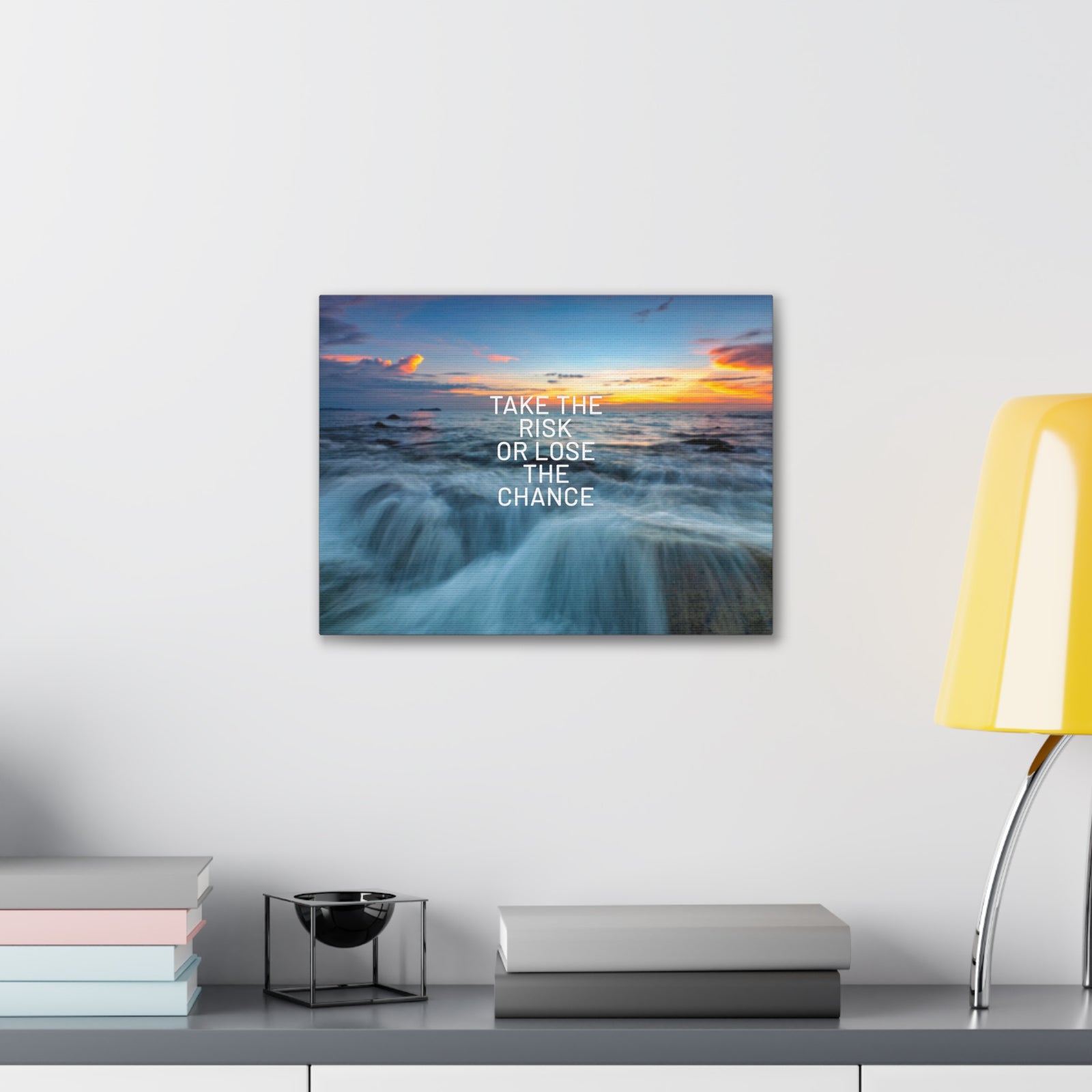 Inspirational Quote Canvas Take The Risk Motivational Print Ready to Hang Artwork-Express Your Love Gifts