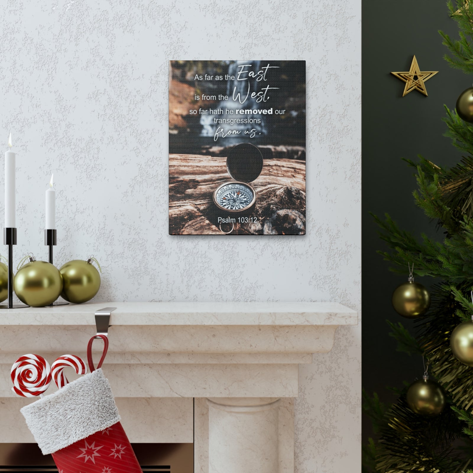 Scripture Canvas From Us Psalm 103:12 Christian Wall Art Bible Verse Print Ready to Hang-Express Your Love Gifts