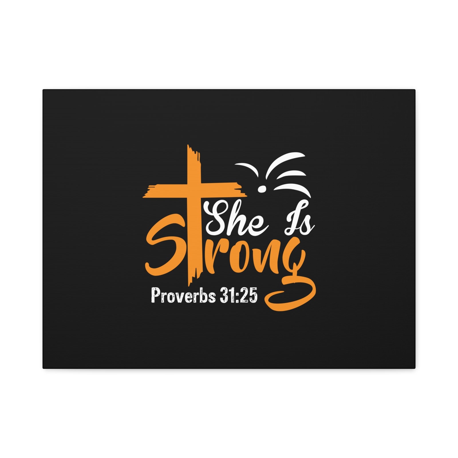 Scripture Canvas She Is Strong Orange Proverbs 31:25 Christian Wall Art Bible Verse Print Ready to Hang-Express Your Love Gifts