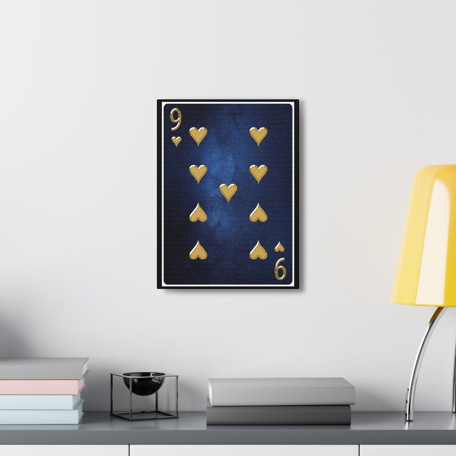 Nine Of Hearts Space Background Playing Card Canvas Wall Art for Home Decor Ready-to-Hang-Express Your Love Gifts