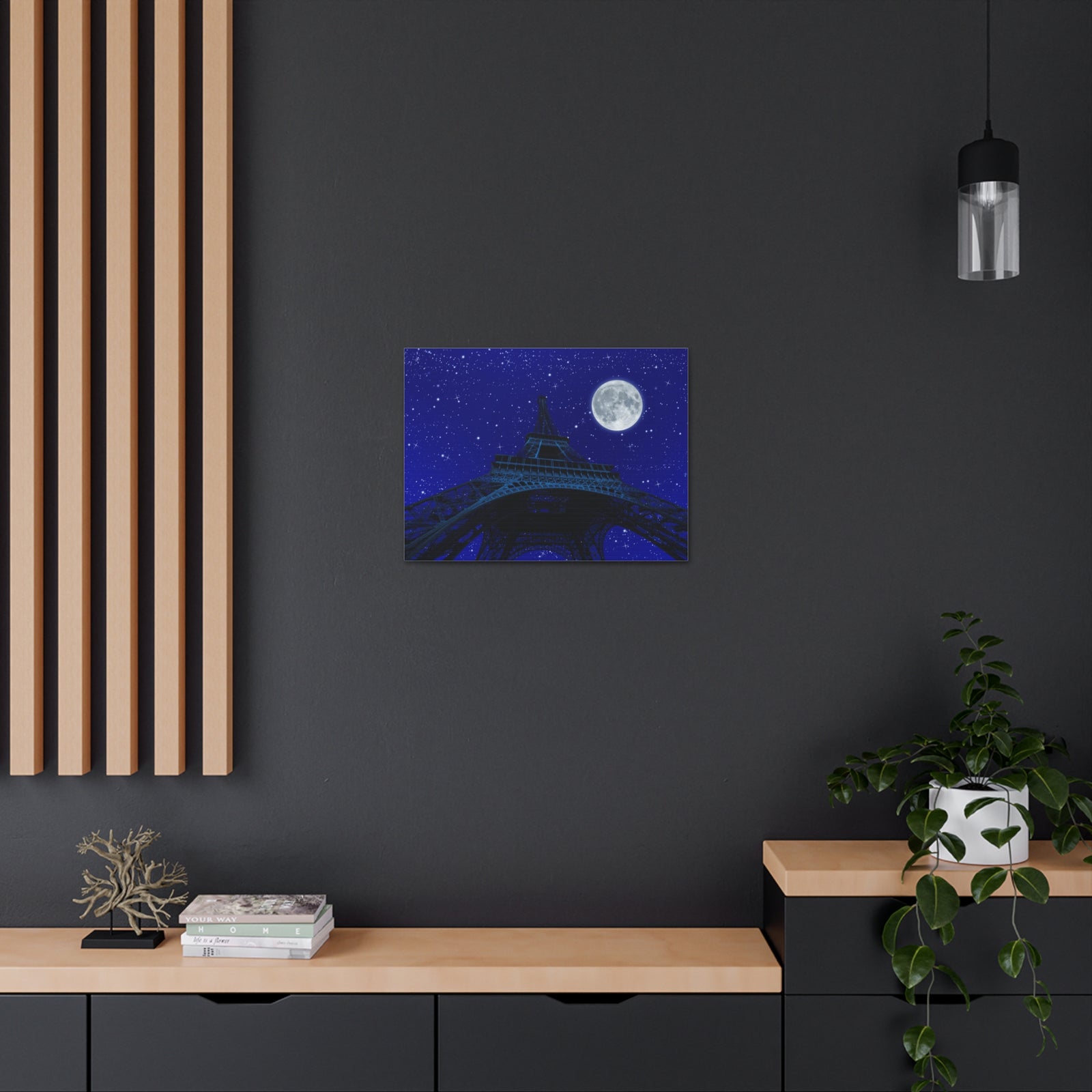 Paris Under Moonlight France Canvas Artwork High-Quality Breathtaking French City for Home Decor Ready to Hang-Express Your Love Gifts