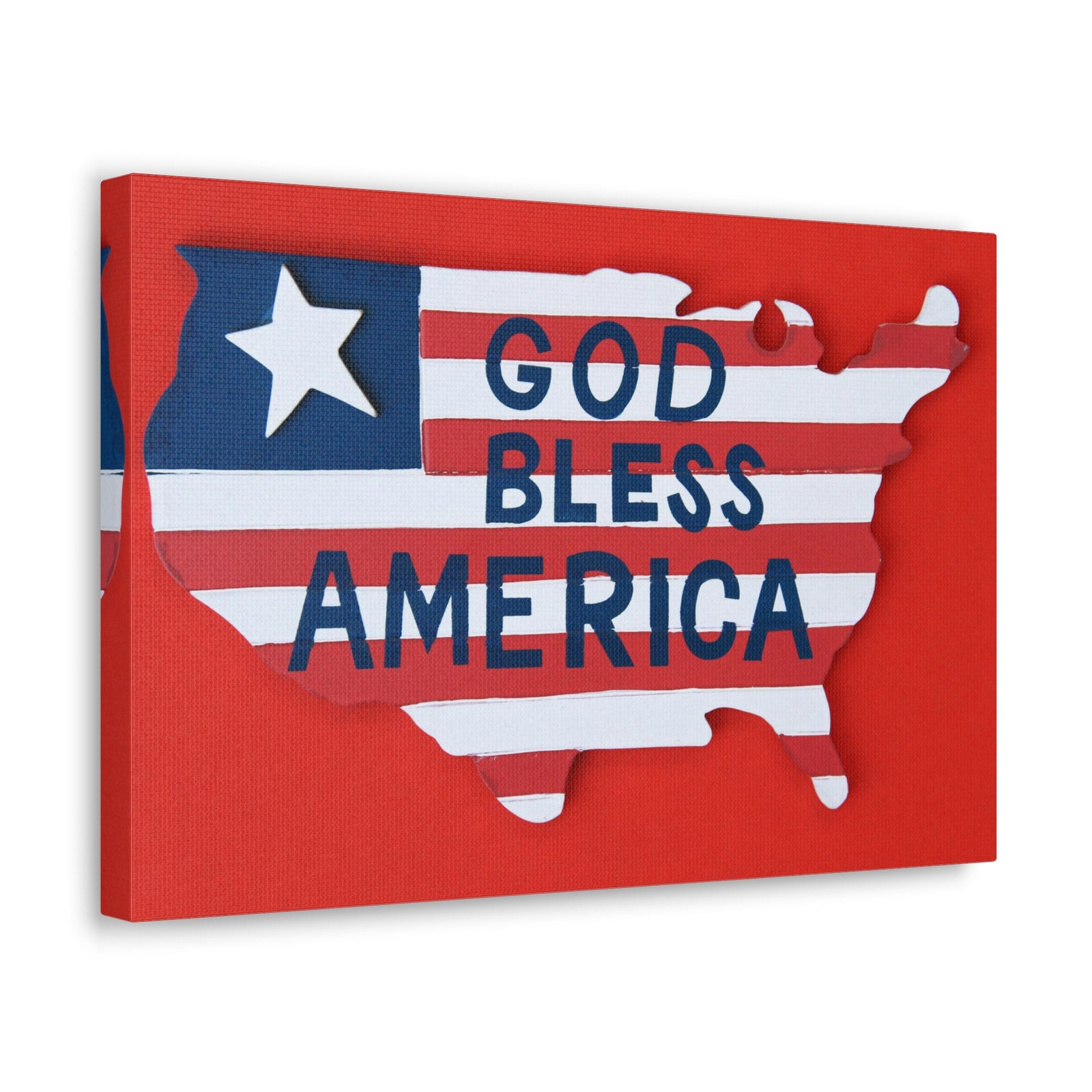 God Bless America Map of USA Canvas Wall Art for Home Decor Ready-to-Hang-Express Your Love Gifts