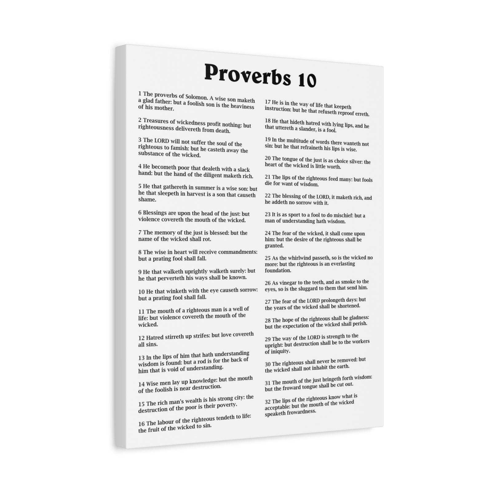 Scripture Walls Proverbs Chapter 10 White Bible Canvas Christian Wall Art Ready to Hang Unframed-Express Your Love Gifts