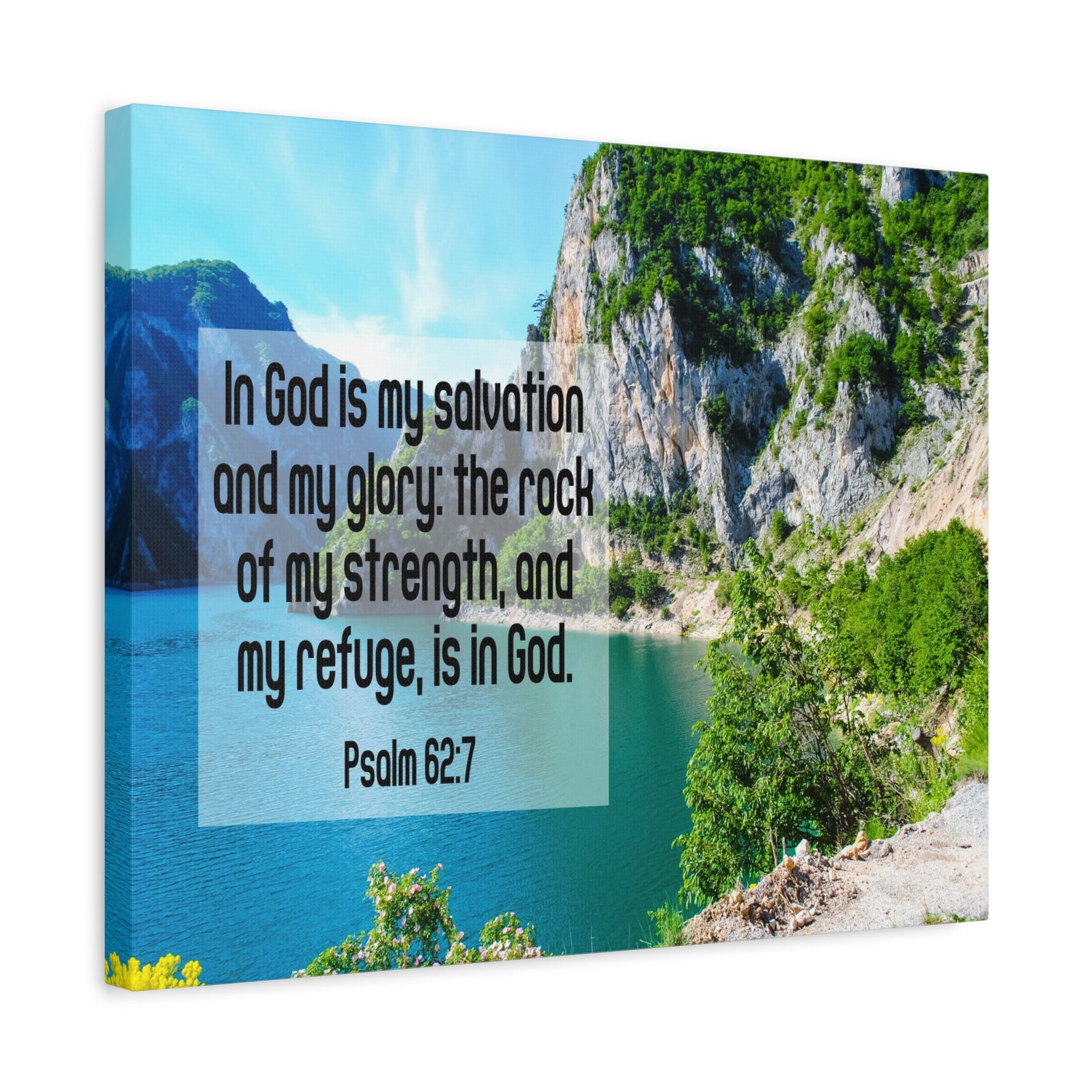 Scripture Canvas In God is My Salvation Psalm 62:7 Christian Wall Art Bible Verse Print Ready to Hang-Express Your Love Gifts