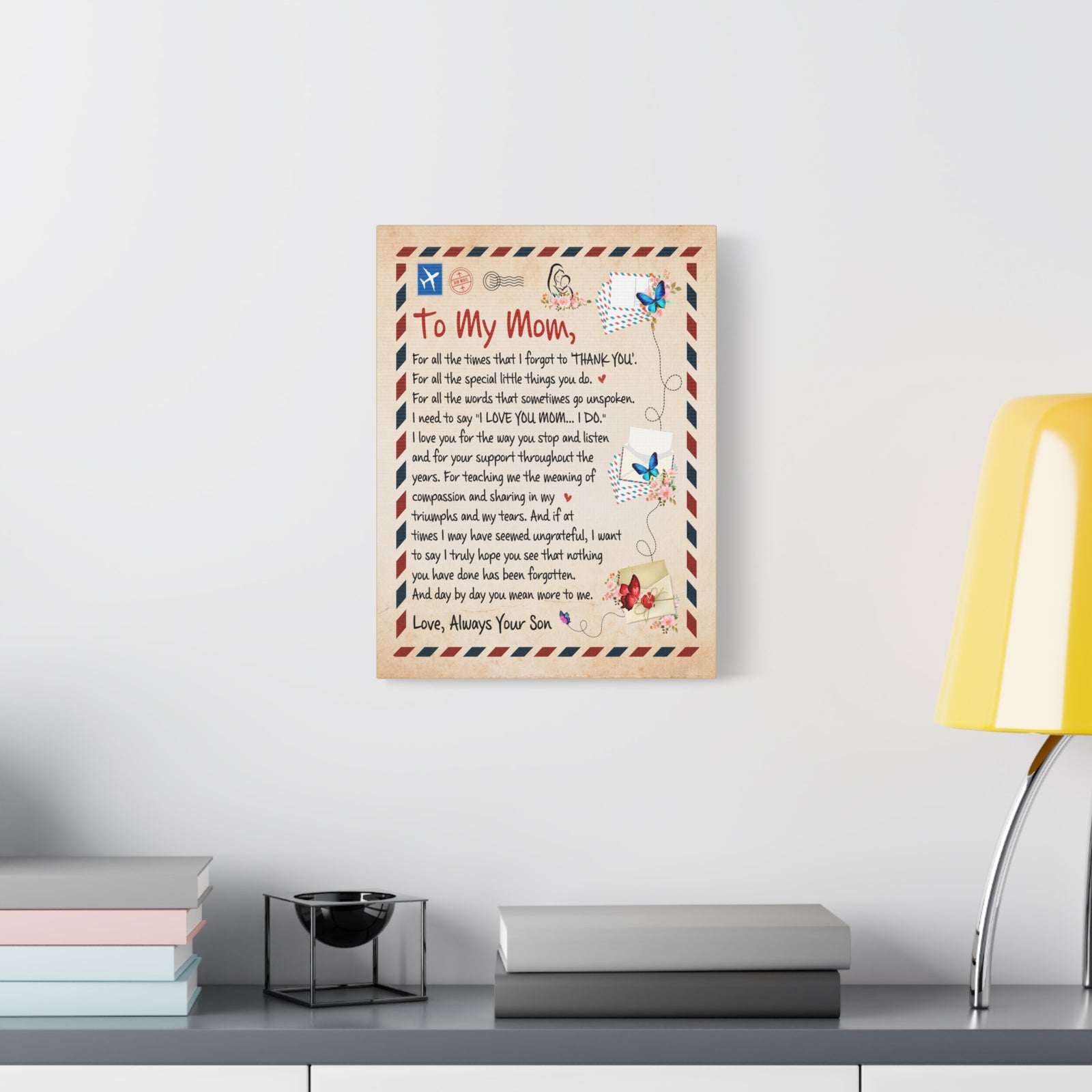 To My Mom Message Inspirational Canvas Wall Art for Mom-Express Your Love Gifts