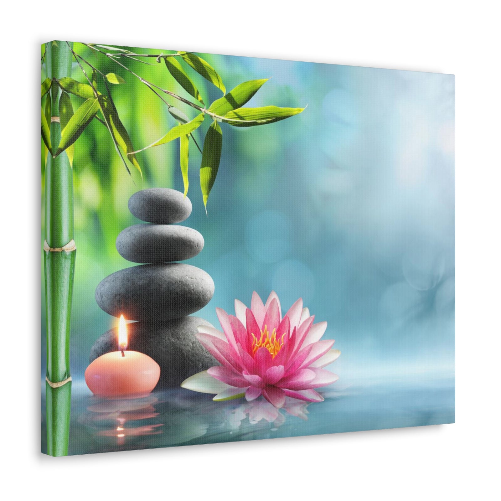Massage Stones and Waterlily Forest Floral Nature Photography Canvas Wall Art for Home Decor Ready-to-Hang-Express Your Love Gifts