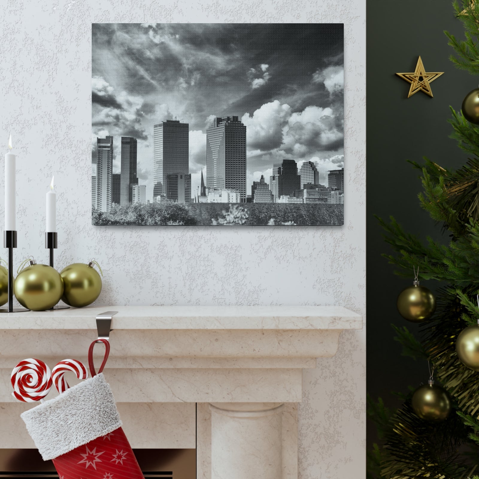 New Orleans Black And White Skyline Canvas Artwork High-Quality Breathtaking Stunning Cityscape for Home Decor Ready to Hang-Express Your Love Gifts