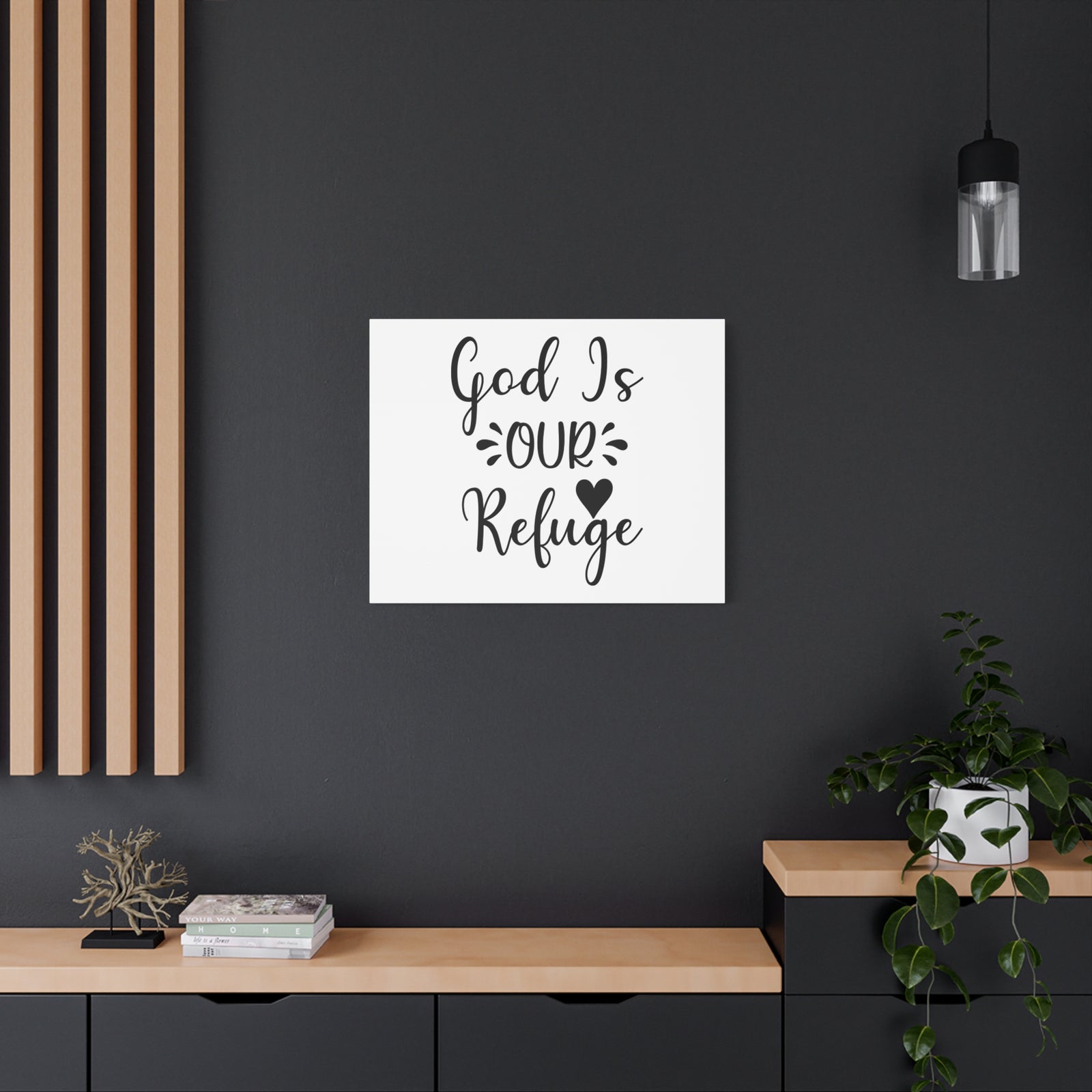 Scripture Canvas God Is Our Refuge Psalm 46:1 Heart Christian Wall Art Bible Verse Print Ready to Hang-Express Your Love Gifts