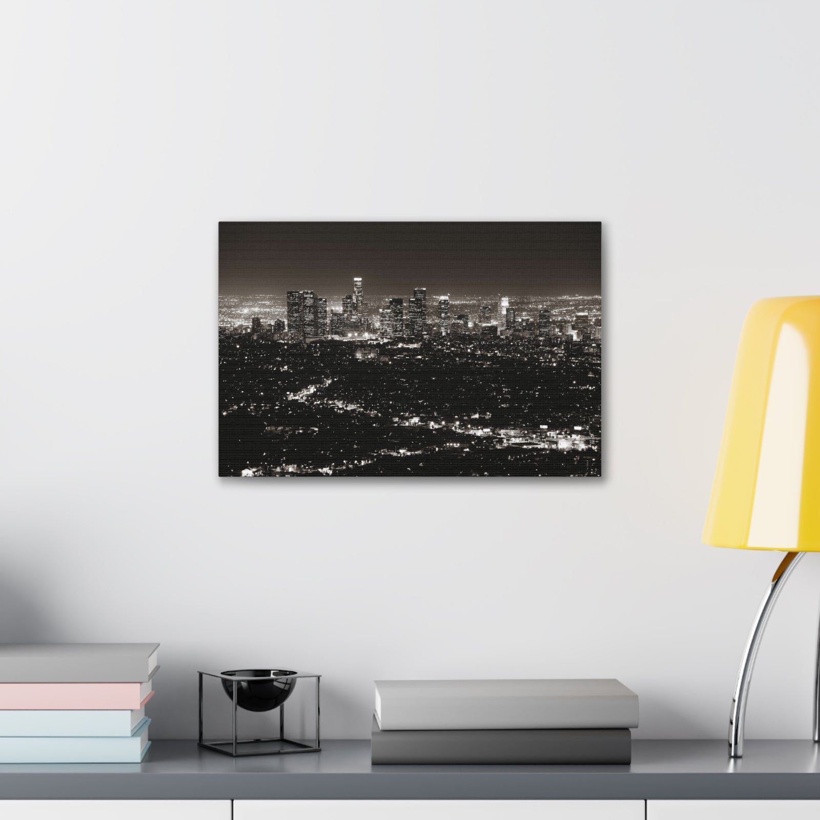 Los Angeles Black And White Skyline Canvas Artwork High-Quality Breathtaking Stunning Cityscape for Home Decor Ready to Hang-Express Your Love Gifts
