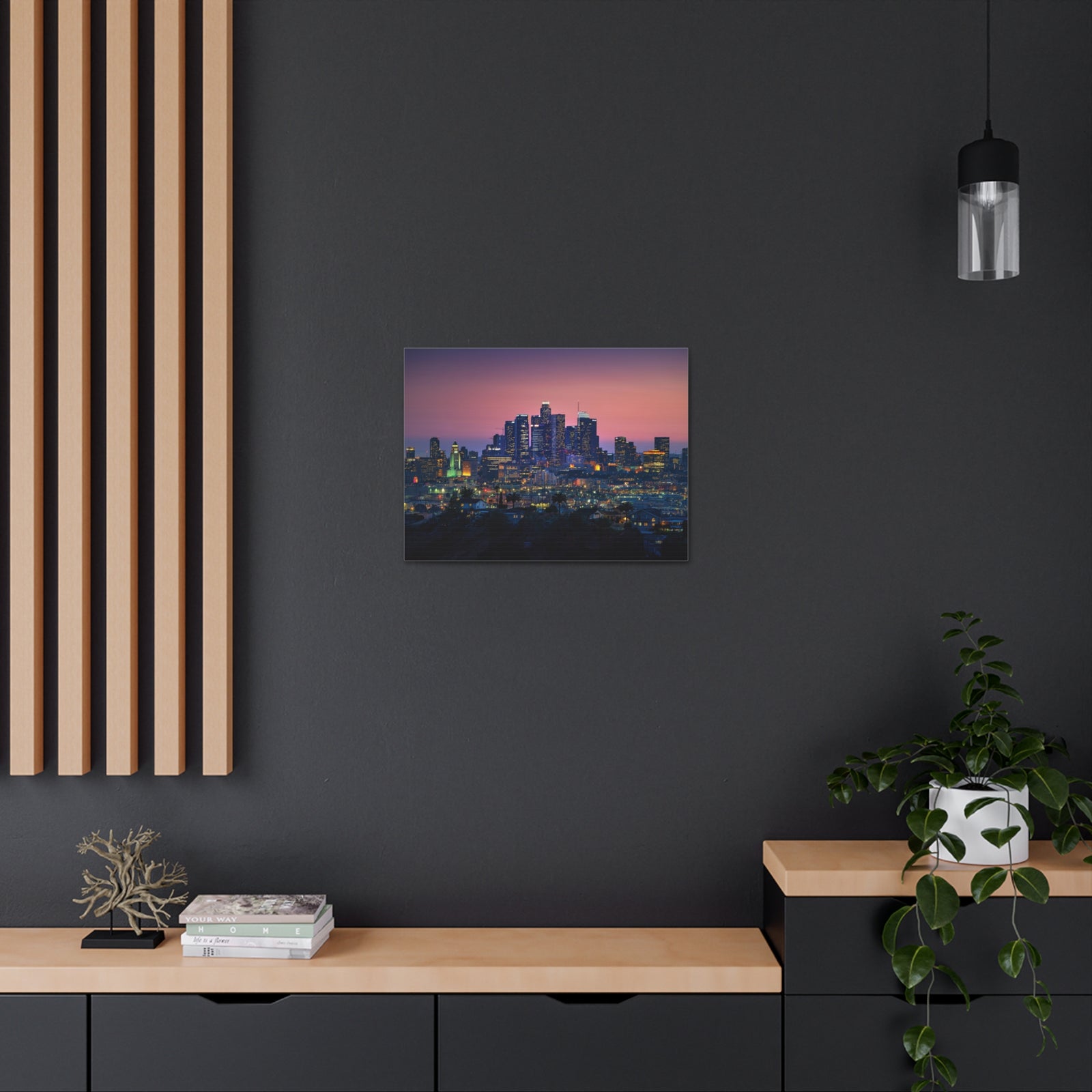 Los Angeles Night Skyline Canvas Artwork High-Quality Breathtaking Stunning Cityscape for Home Decor Ready to Hang-Express Your Love Gifts