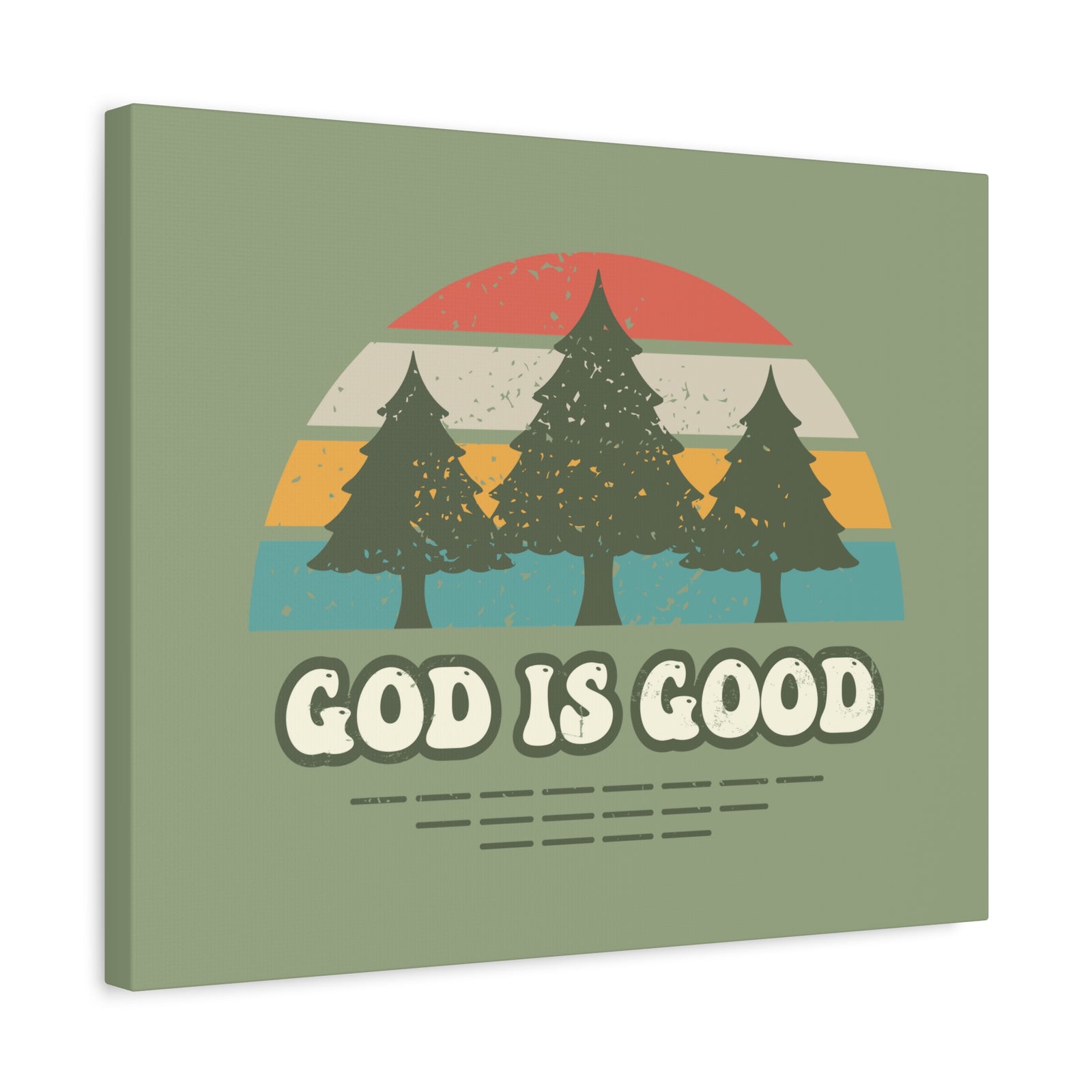 Scripture Canvas God Is Good Psalm 100:5 Three Trees Christian Wall Art Bible Verse Print Ready to Hang-Express Your Love Gifts