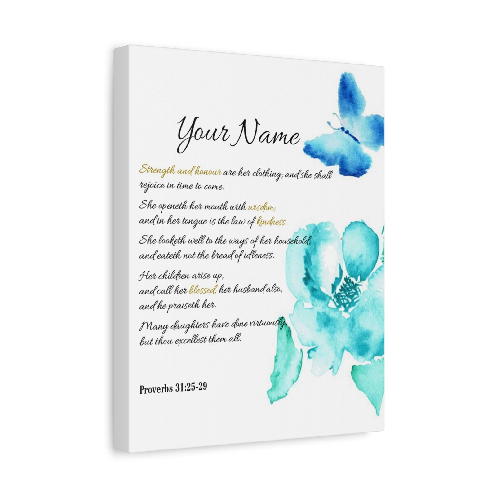 Personalized She is Strong Proverbs 31:25-29 Bible Chapter Canvas Christian Wall Art Ready to Hang-Express Your Love Gifts