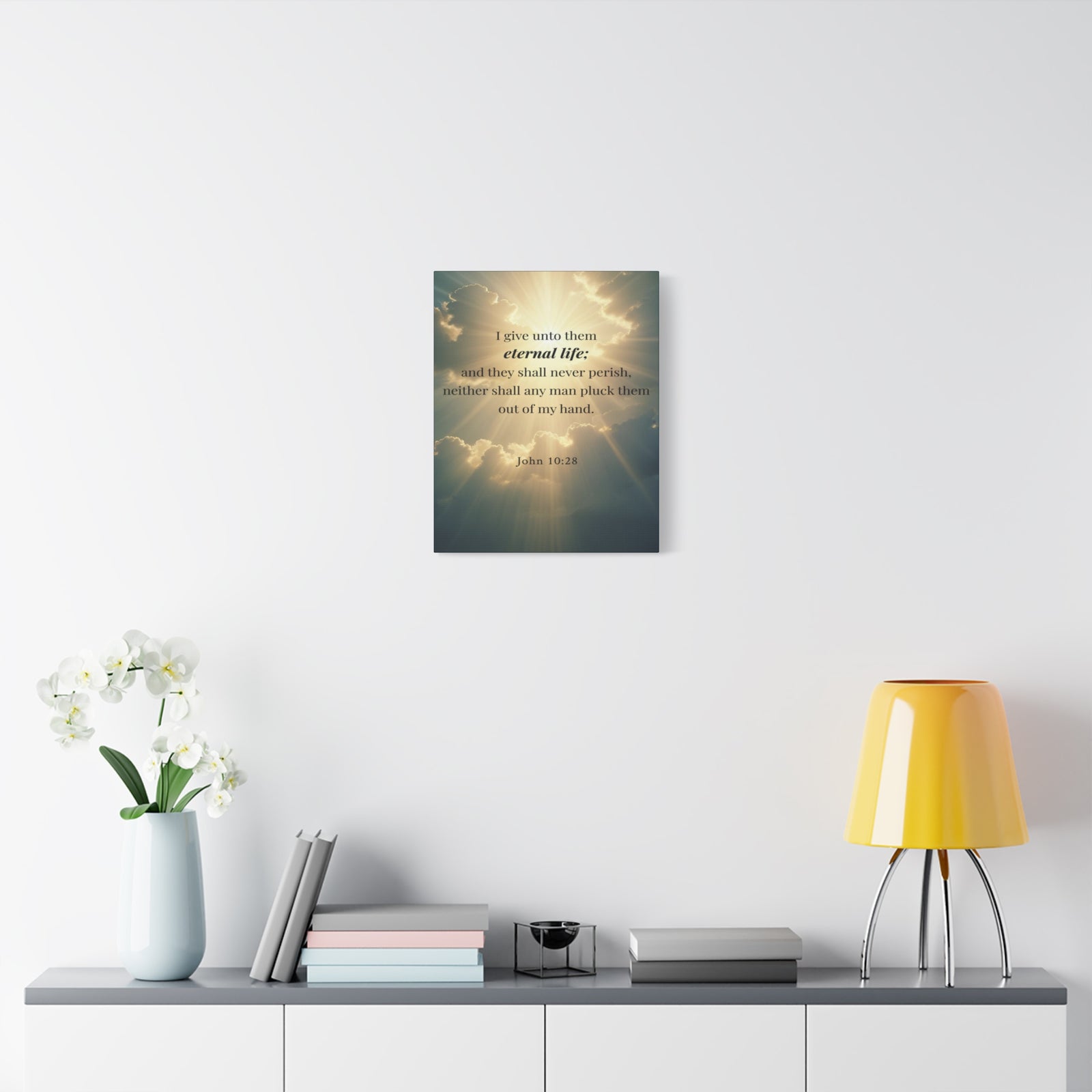 Scripture Walls John 10:28 Eternal Assurance Bible Verse Canvas Christian Wall Art Ready to Hang Unframed-Express Your Love Gifts