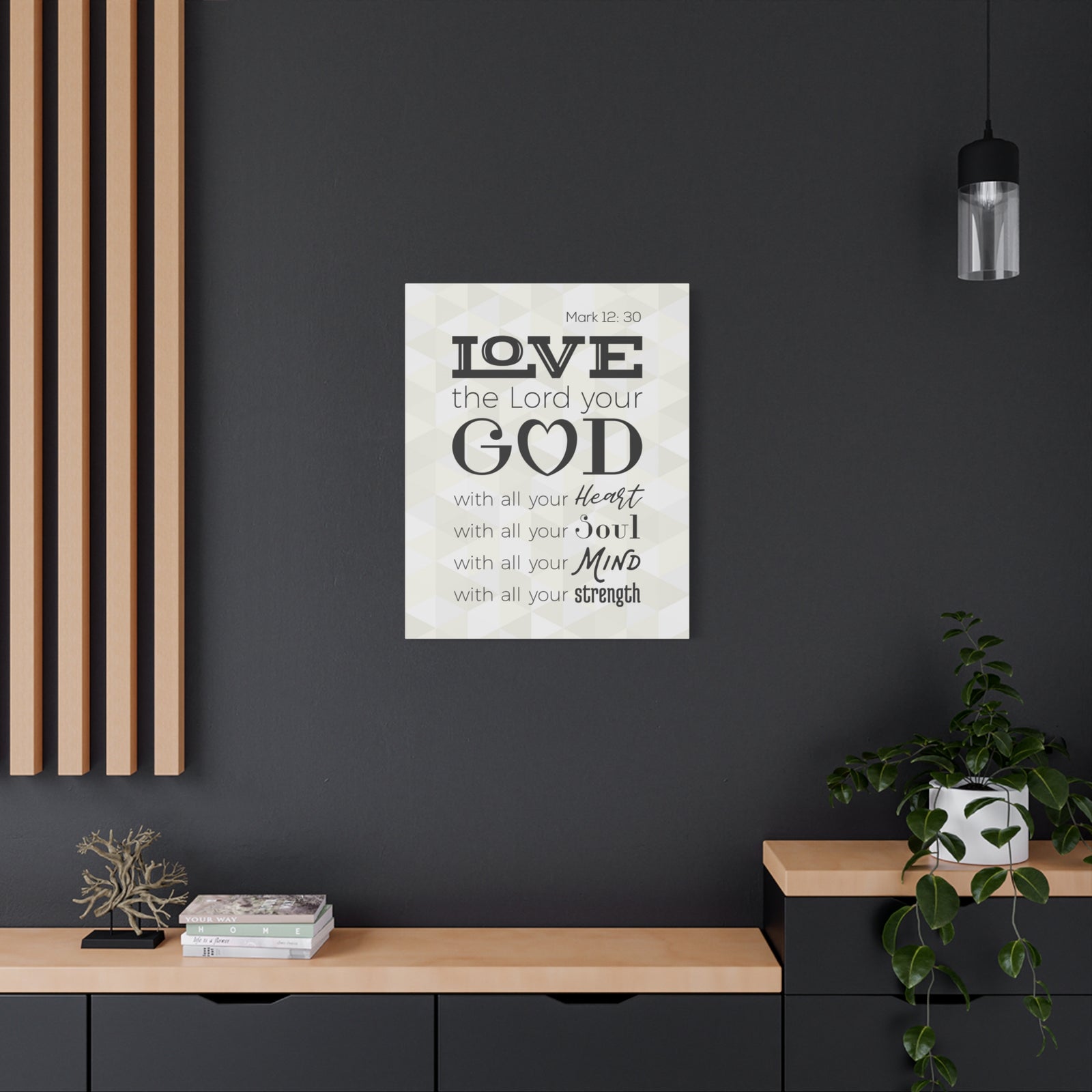 Scripture Canvas Love The Lord Your God Mark 12:30 Christian Wall Art Bible Verse Print Ready To Hang-Express Your Love Gifts