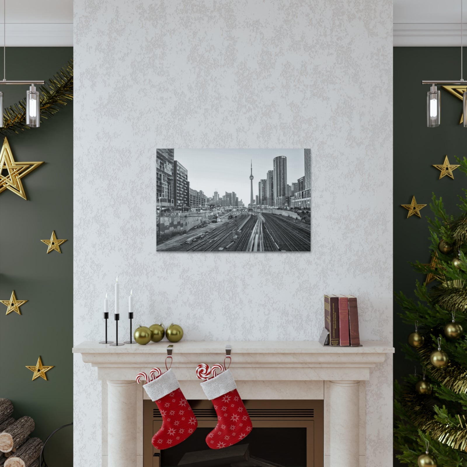 Toronto Black And White Skyline Canvas Artwork High-Quality Breathtaking Stunning Cityscape for Home Decor Ready to Hang-Express Your Love Gifts