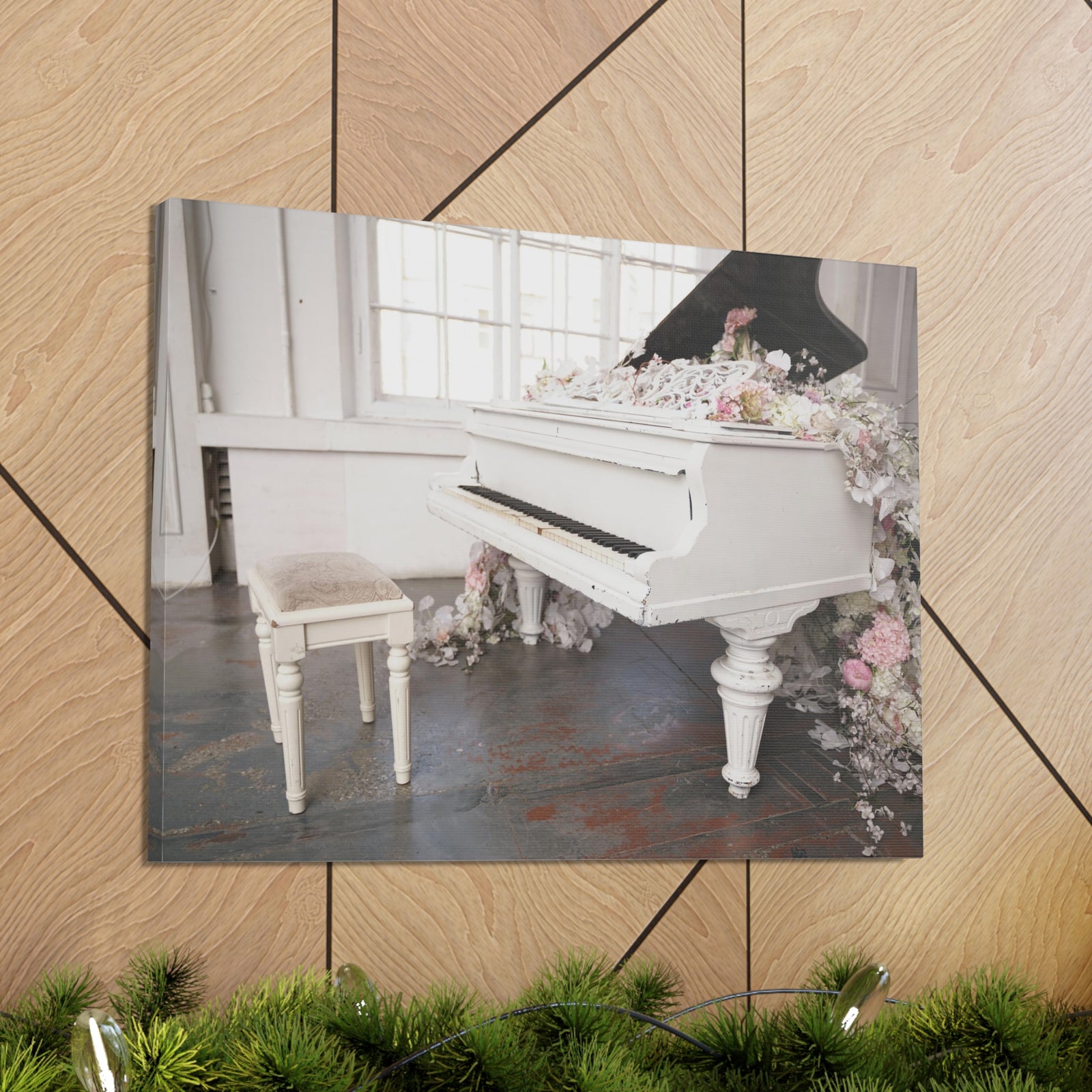 Piano with Flowers Music Lover's Delight Piano Keyboard Canvas Wall Art for Home Decor Ready-to-Hang-Express Your Love Gifts
