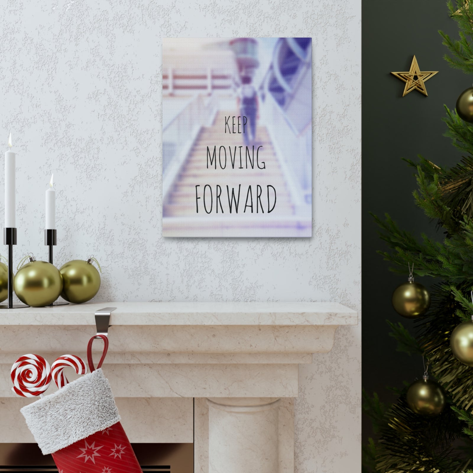 Inspirational Quote Canvas Keep Moving Forward Motivational Print Ready to Hang Artwork-Express Your Love Gifts