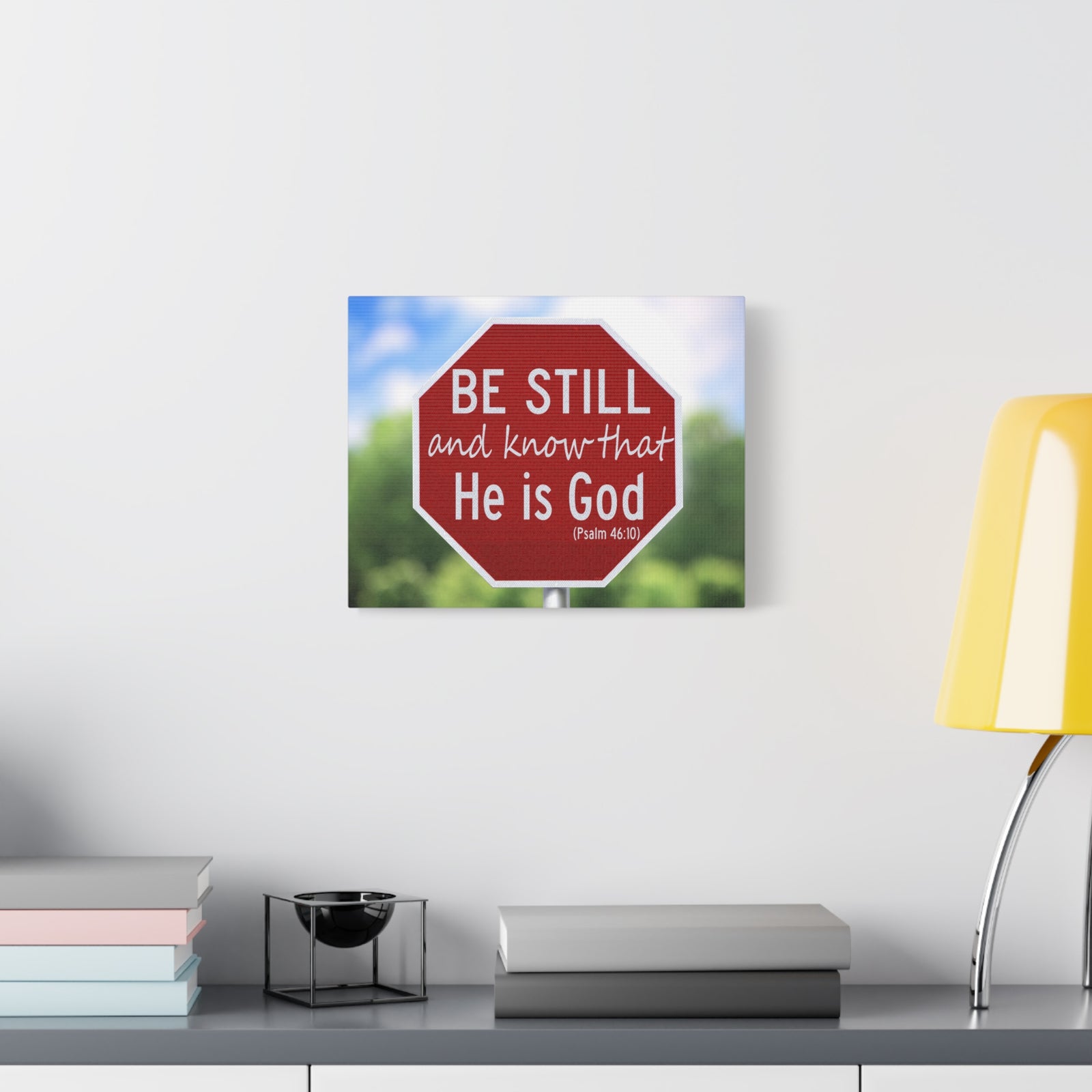 Scripture Canvas He Is God Psalm 46:10 Christian Wall Art Bible Verse Print Ready to Hang-Express Your Love Gifts