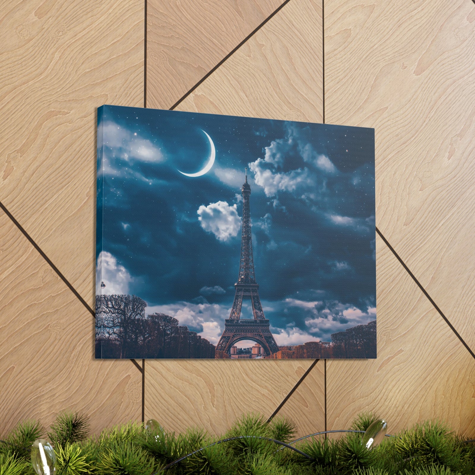 Paris Eiffel Tower Moon France Canvas Artwork High-Quality Breathtaking French City for Home Decor Ready to Hang-Express Your Love Gifts
