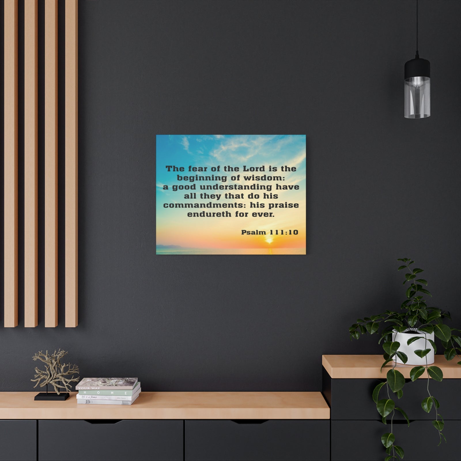 Bible Verse Canvas The Fear of The Lord is The Beginning of Wisdom Psalm 111:10 Christian Home Décor Wall Art Scripture Ready to Hang Faith Print-Express Your Love Gifts