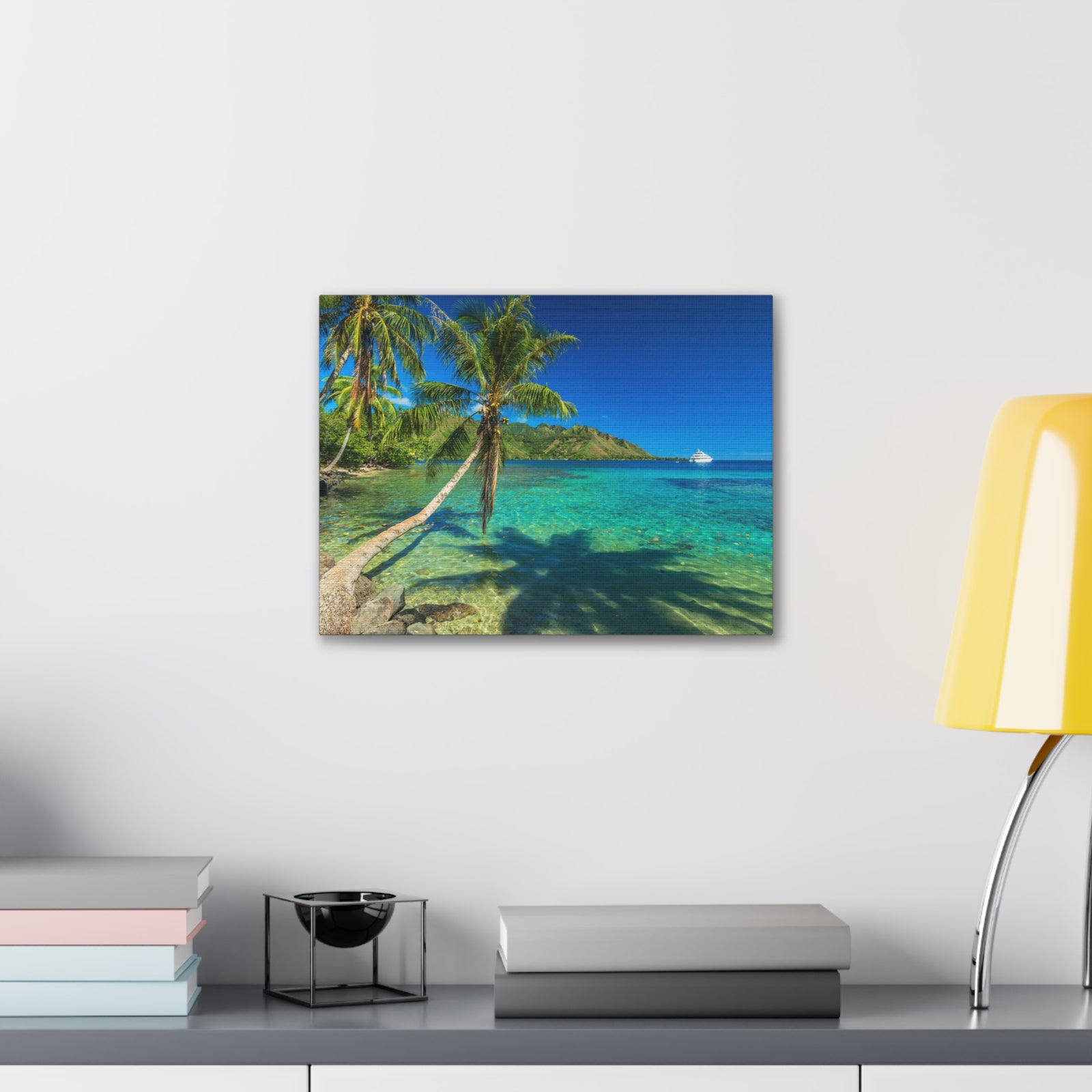 Palm Trees Quiet Beach Ocean Canvas Wall Art for Home Decor Ready-to-Hang-Express Your Love Gifts