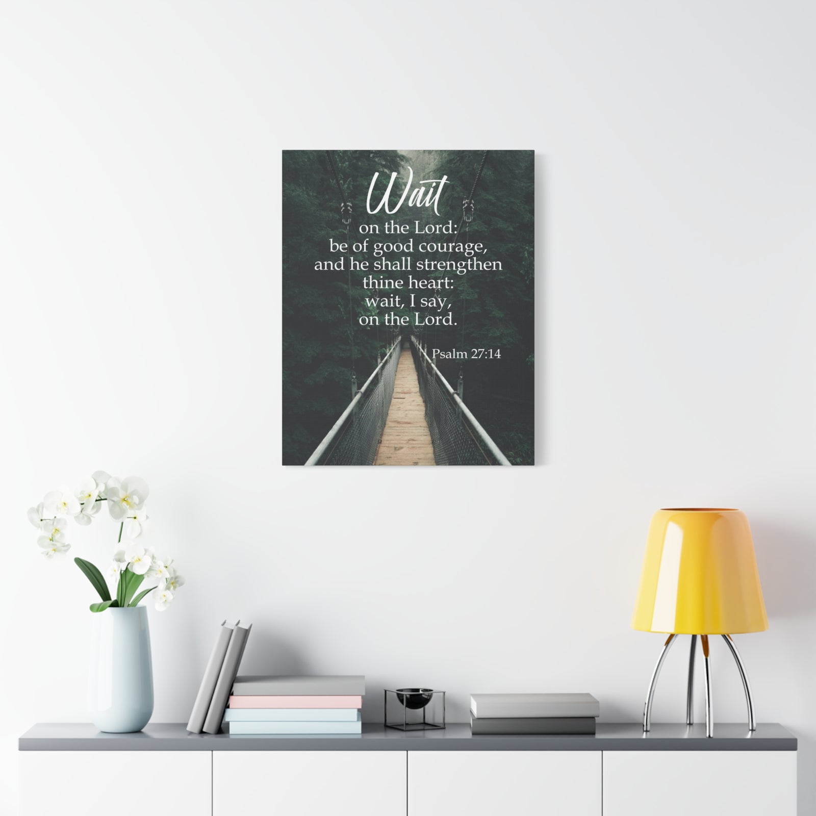 Bible Verse Canvas Wait on the Lord Psalm 27:14 Wall Art Christian Home Decor-Express Your Love Gifts