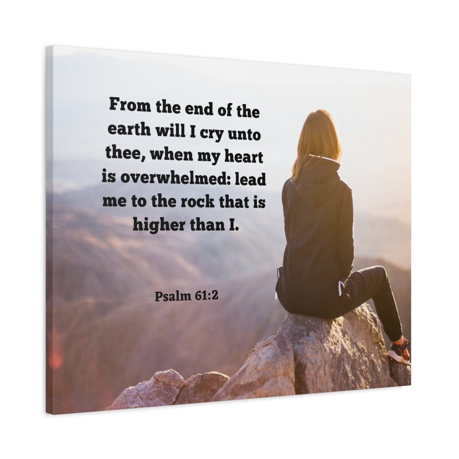 Scripture Canvas Heart Is Overwhelmed Psalms 61:2 Christian Wall Art Bible Verse Print Ready to Hang-Express Your Love Gifts